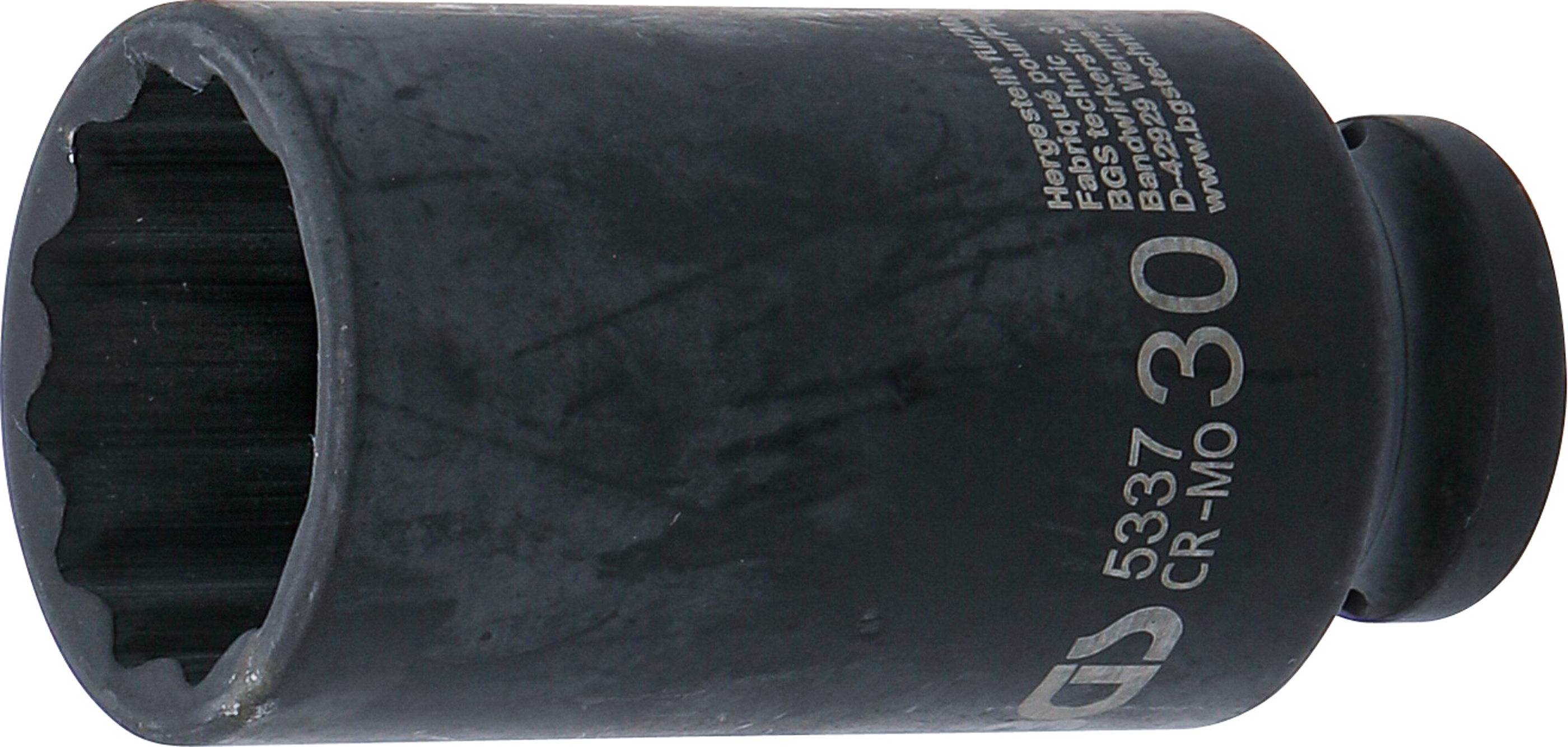 BGS Kraft-Steckschlüssel-Einsatz Zwölfkant, tief | Antrieb Innenvierkant 12,5 mm (1/2") | SW 30 mm