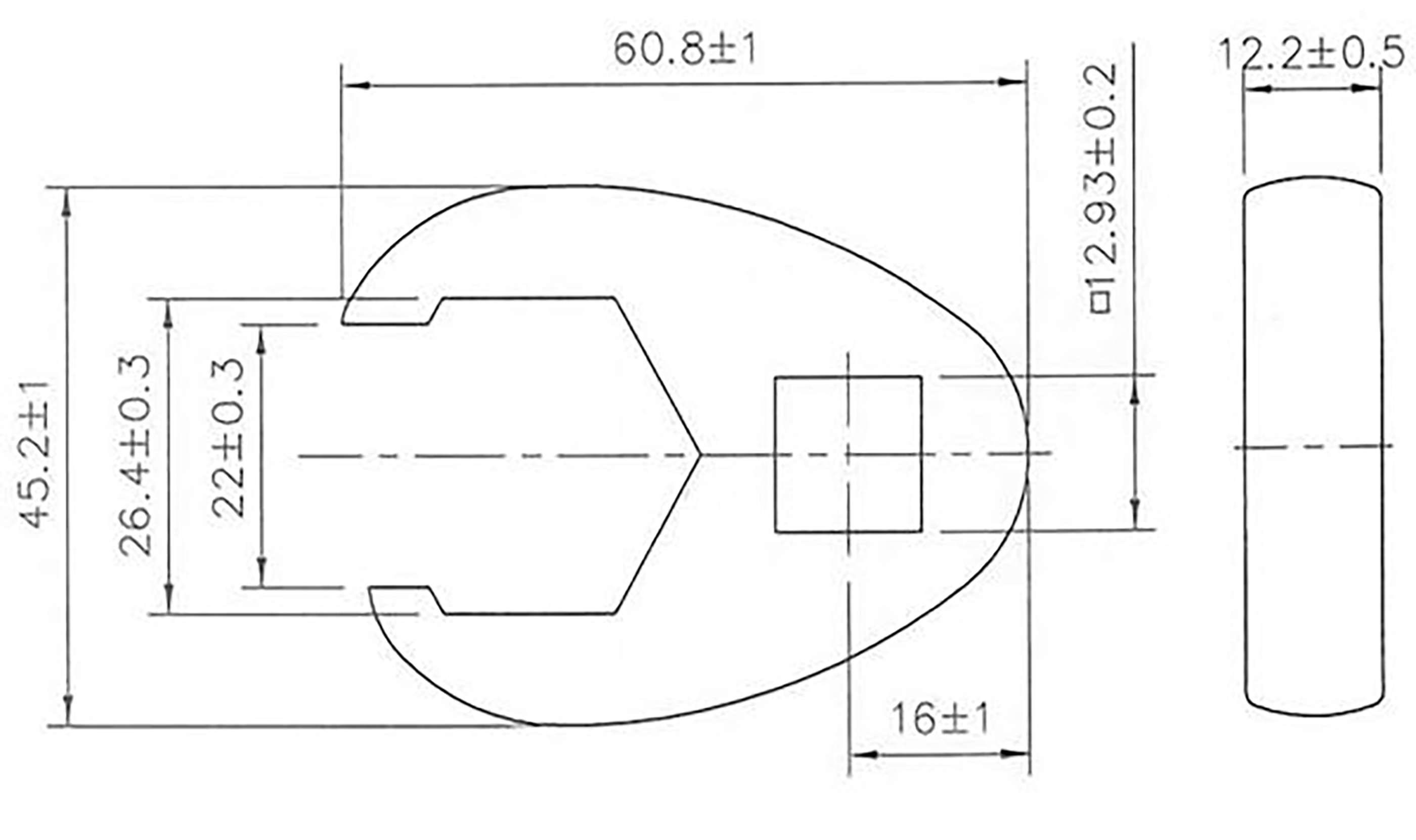 BGS Hahnenfußschlüssel | Antrieb Innenvierkant 12,5 mm (1/2") | SW 26 mm