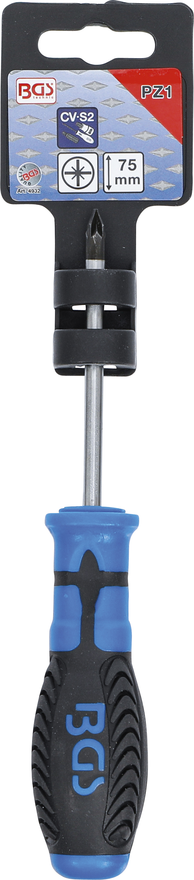 BGS Schraubendreher | Kreuzschlitz PZ1 | Klingenlänge 75 mm