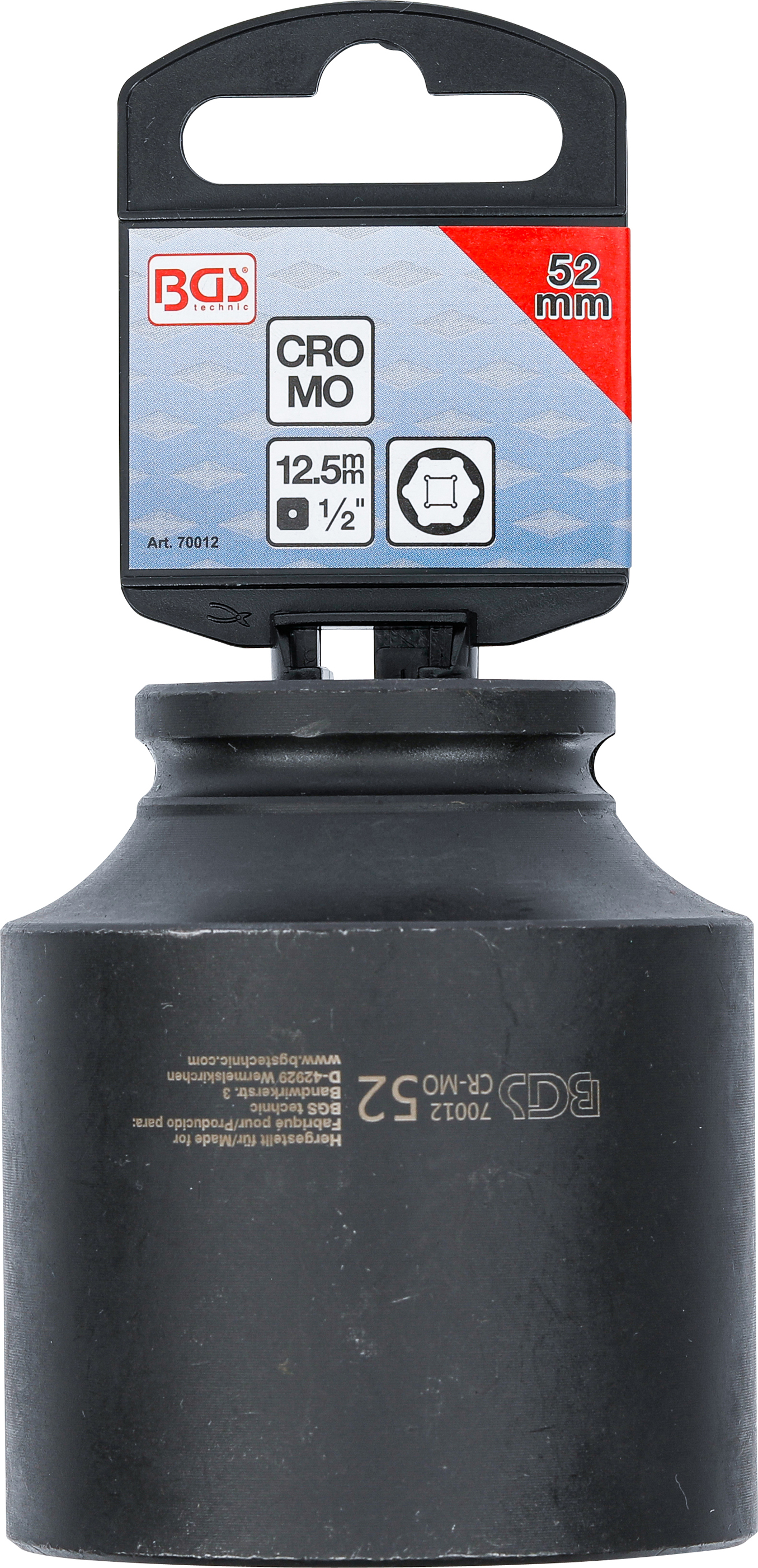 BGS Kraft-Steckschlüssel-Einsatz Sechskant | Antrieb Innenvierkant 12,5 mm (1/2") | SW 52 mm