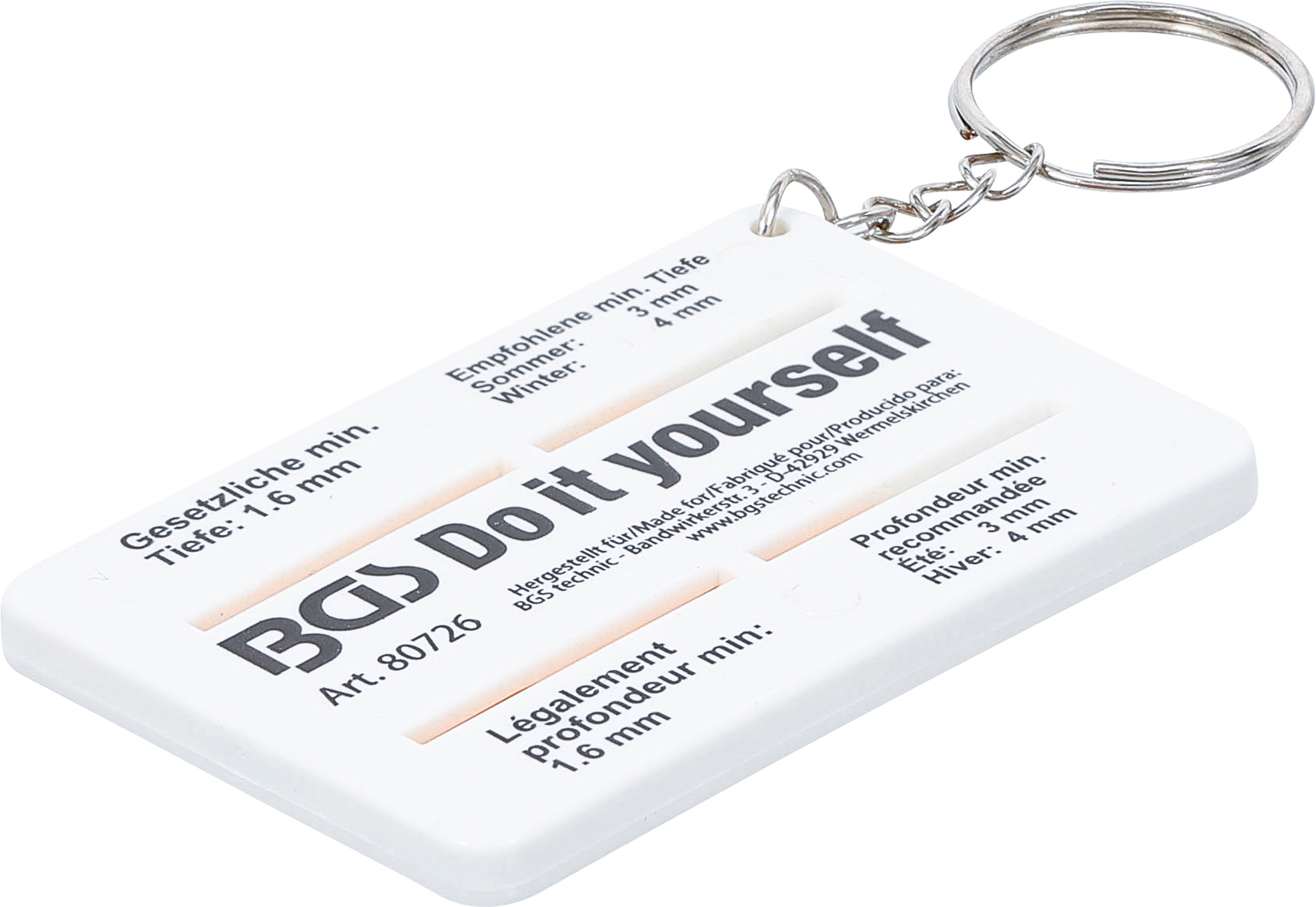 BGS Profiltiefenmesser | mit Schlüsselanhänger | 0 - 20 mm