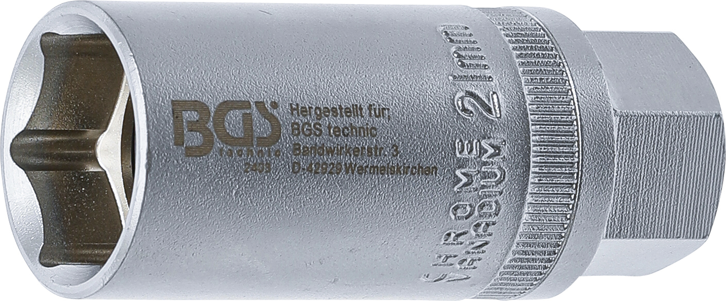BGS Zündkerzen-Einsatz Sechskant | Antrieb Innenvierkant 12,5 mm (1/2") | SW 21 mm