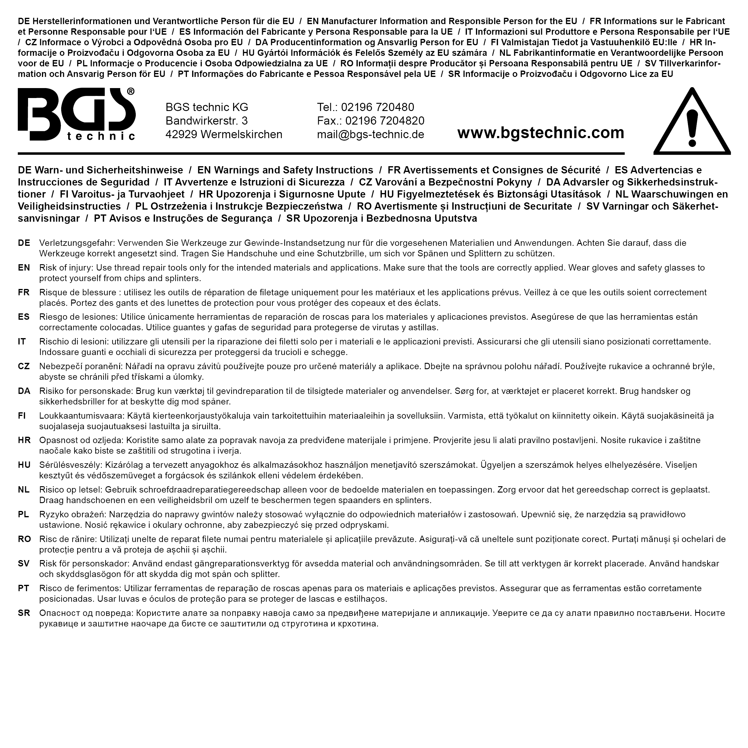 BGS Gewinde-Reparatursatz | M10 x 1,0 | 14-tlg. BGS Gewinde-Reparatursatz | M10 x 1,0 | 14-tlg.