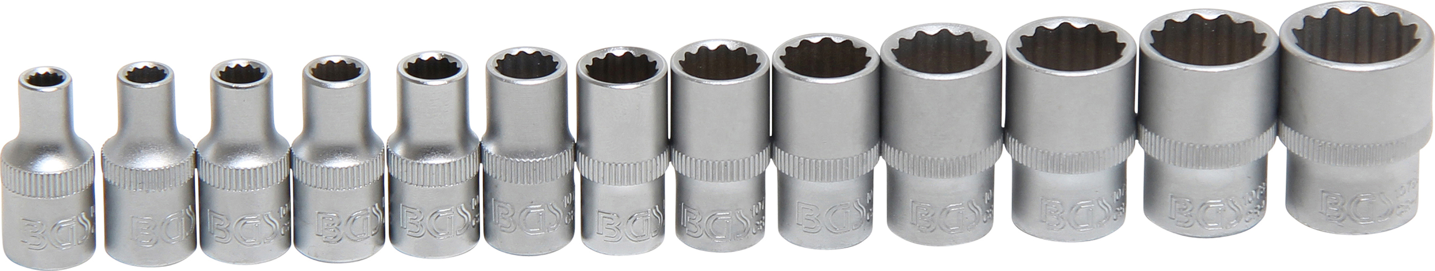 BGS Steckschlüssel-Einsatz-Satz Zwölfkant | Antrieb Innenvierkant 6,3 mm (1/4") | SW 4 - 14 mm | 13-tlg.