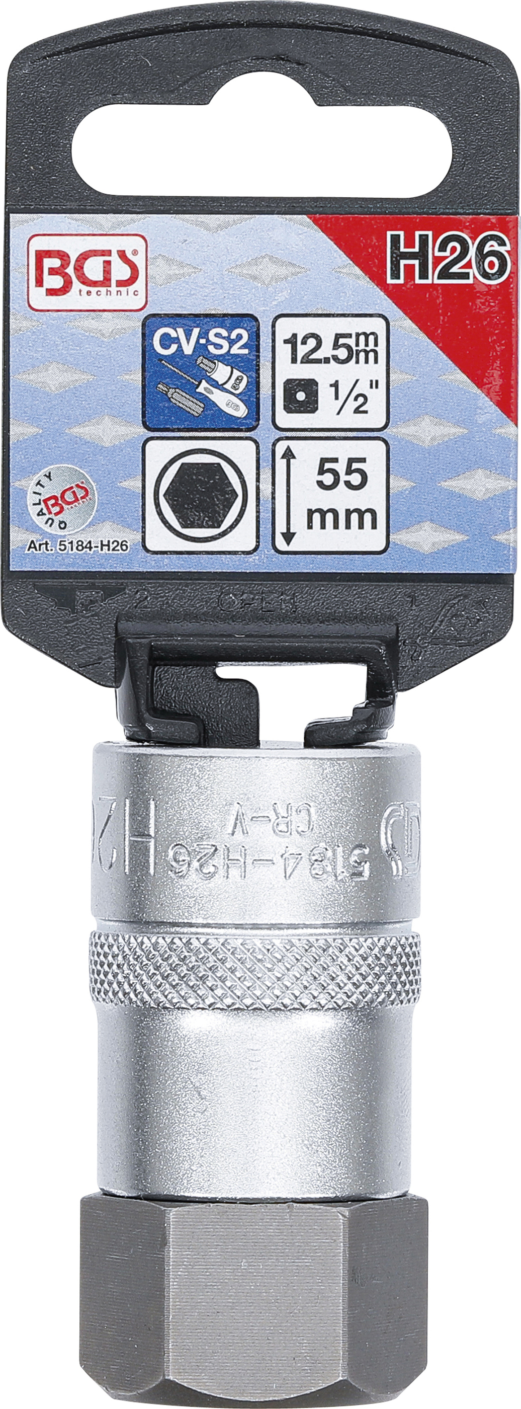 BGS Bit-Einsatz | Antrieb Innenvierkant 12,5 mm (1/2") | Innensechskant 26 mm