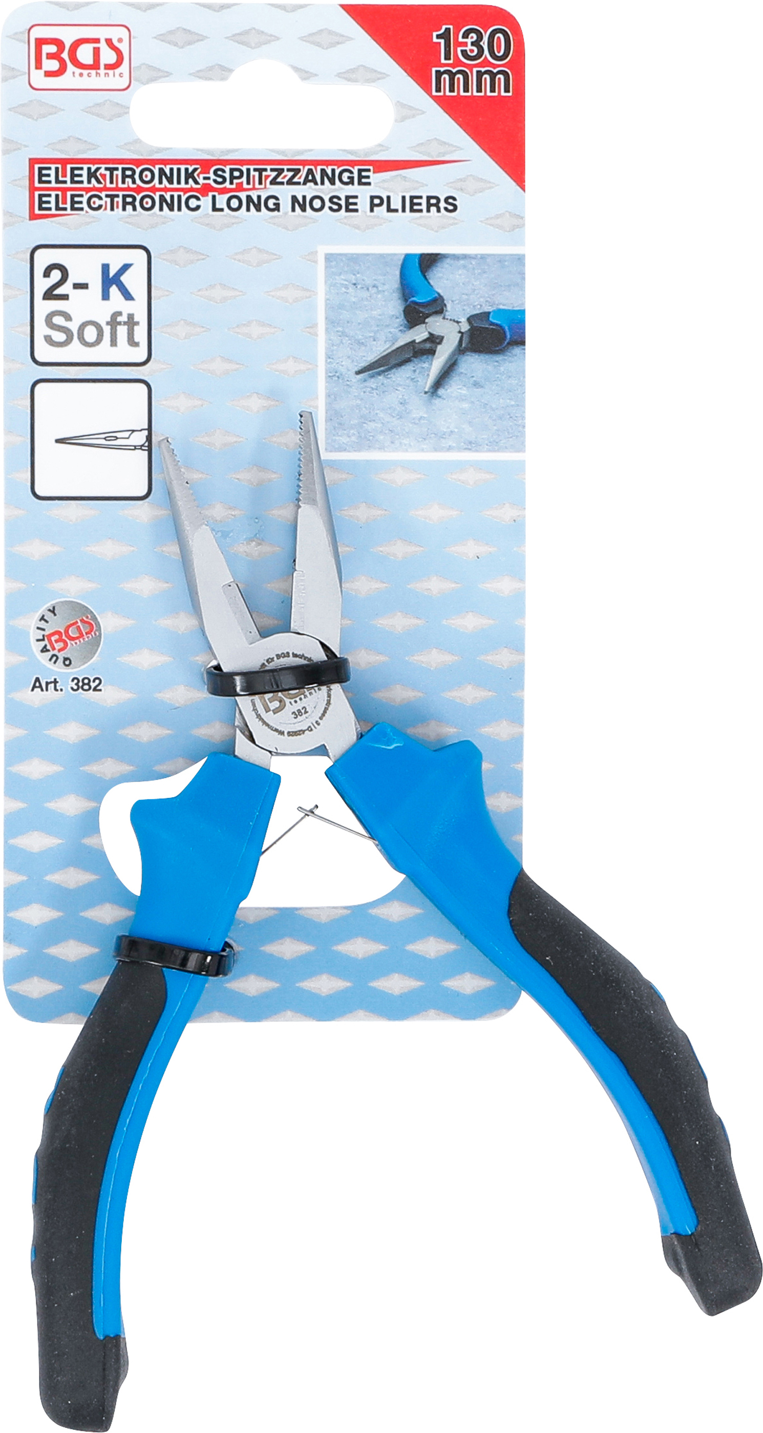 BGS Elektronik-Spitzzange | gerade | mit Feder | 130 mm