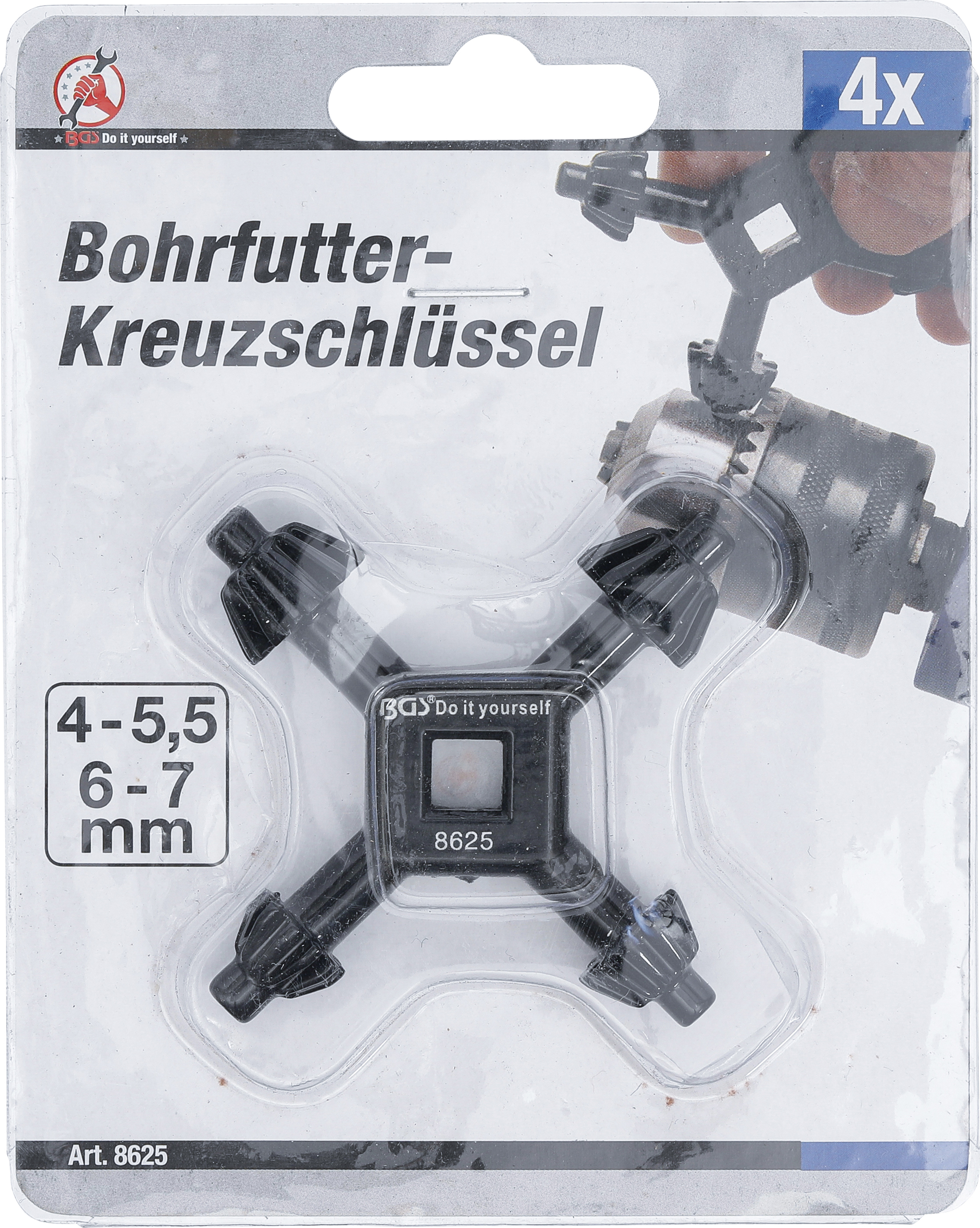 BGS Bohrfutter-Kreuzschlüssel | universal | Ø 4 / 5,5 / 6 / 7 mm