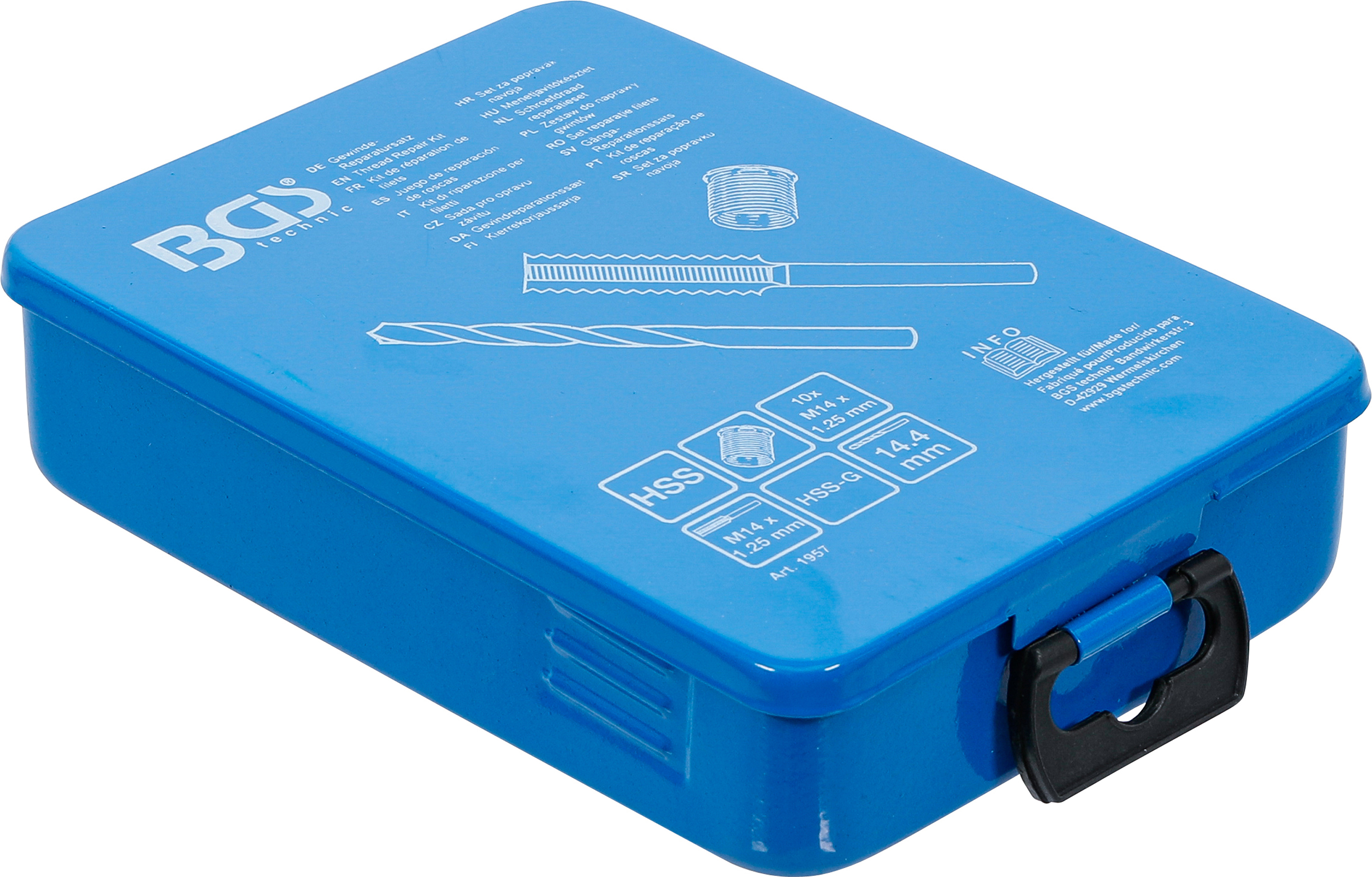 BGS Gewinde-Reparatursatz | M14 x 1,25 | 14-tlg. BGS Gewinde-Reparatursatz | M14 x 1,25 | 14-tlg.