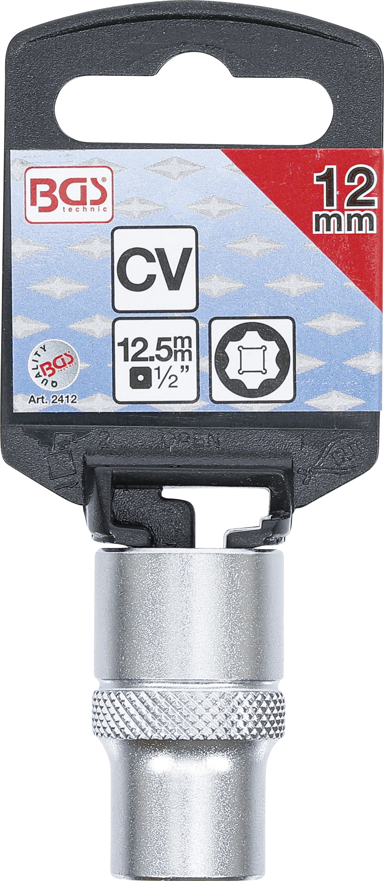 BGS Steckschlüssel-Einsatz Super Lock | Antrieb Innenvierkant 12,5 mm (1/2") | SW 12 mm