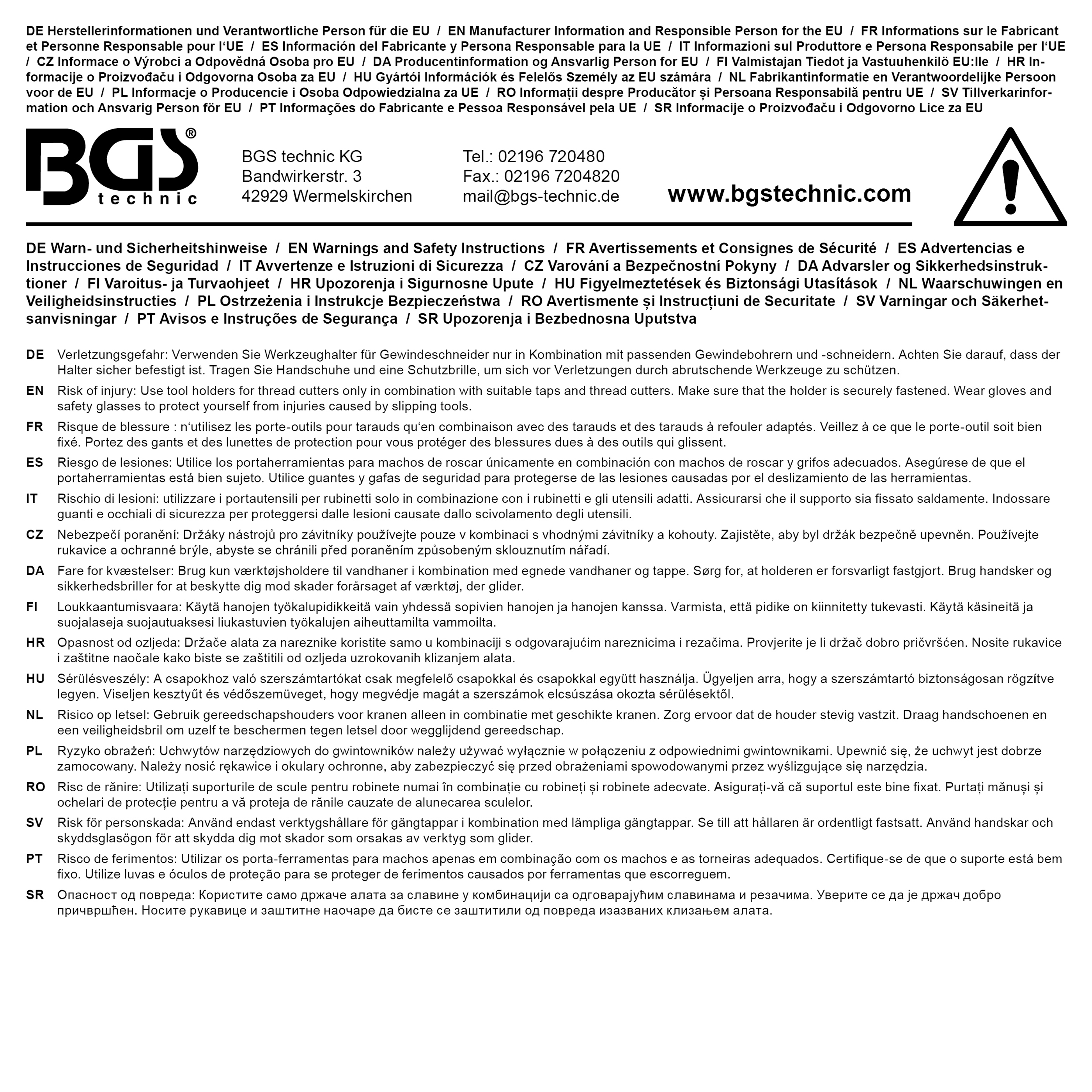 BGS Gewindebohrer-Aufnahme-Steckschlüssel-Einsatz | 10 mm (3/8") | 8,4 mm