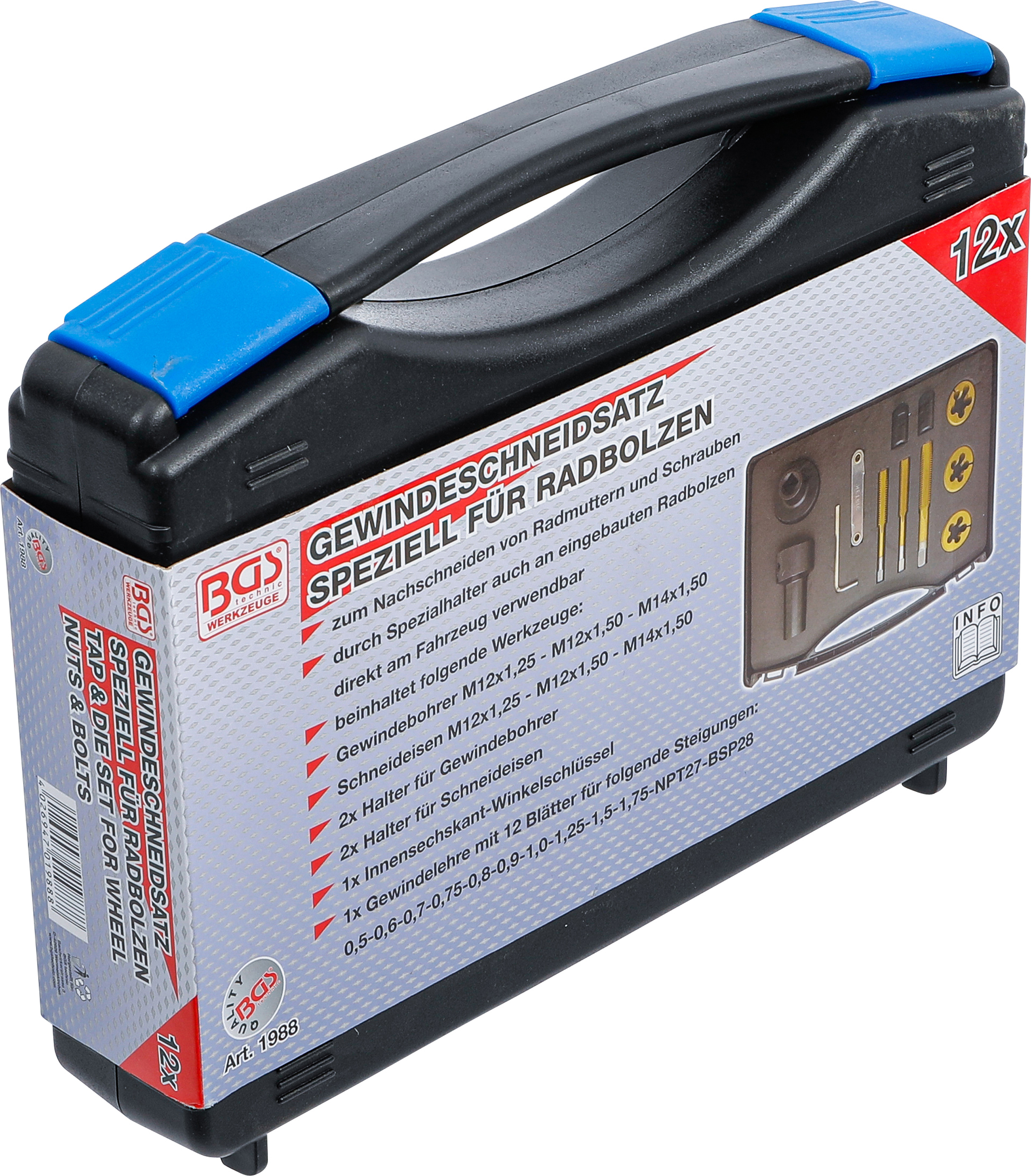 BGS Gewindebohrer-/Schneideisen-Satz für Radmuttern und Bolzen | 12-tlg.