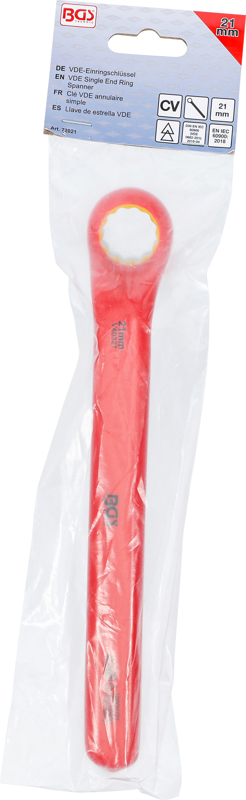 BGS VDE-Einringschlüssel | tief gekröpft | SW 21 mm BGS VDE-Einringschlüssel | tief gekröpft | SW 21 mm