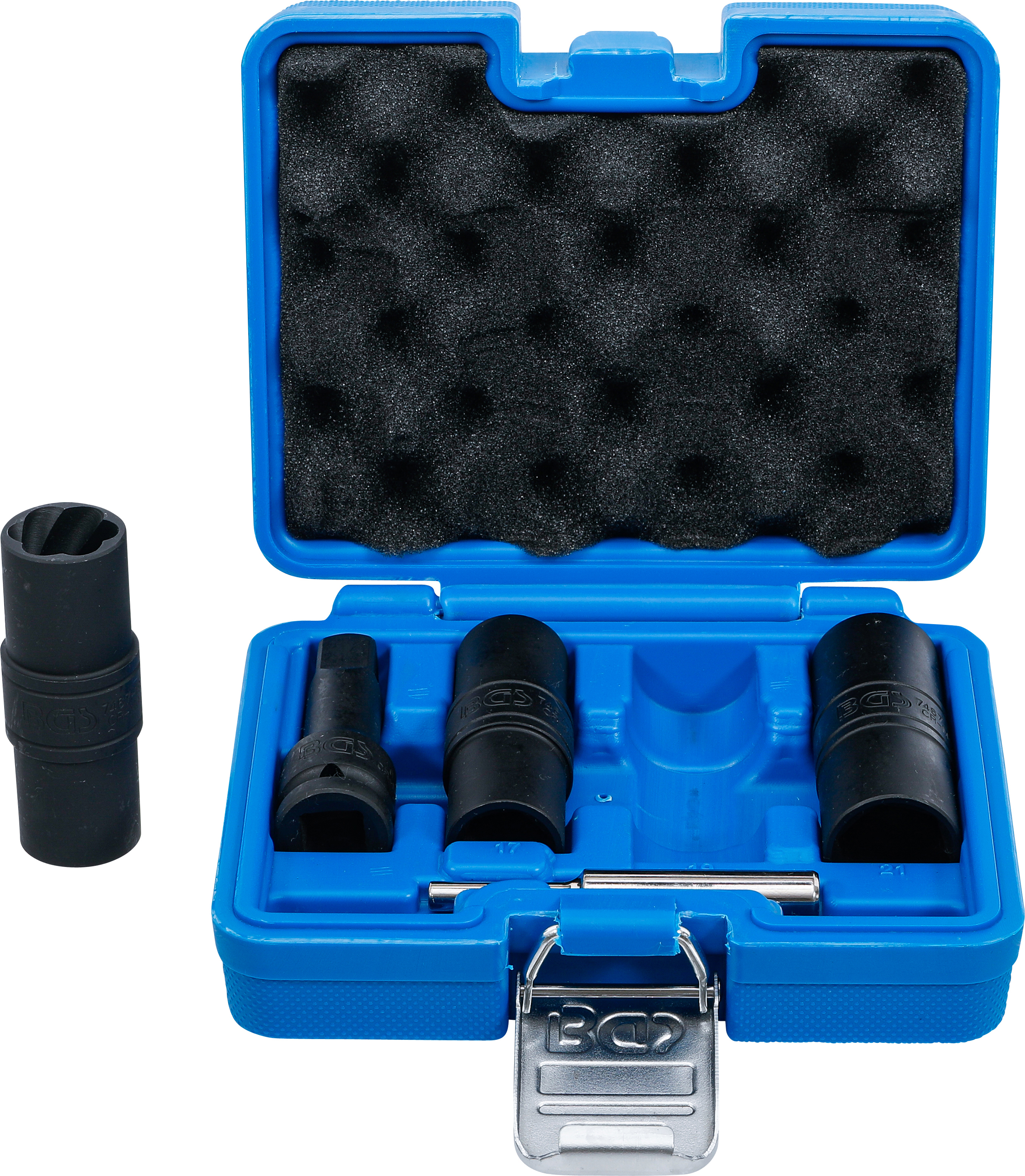 BGS Kraft-Spezial-Steckschlüssel-Wendeeinssatz-Satz | Sechskant & Schraubendreher 17 - 19 - 21 mm | 12,5 mm (1/2") | 3-tlg.