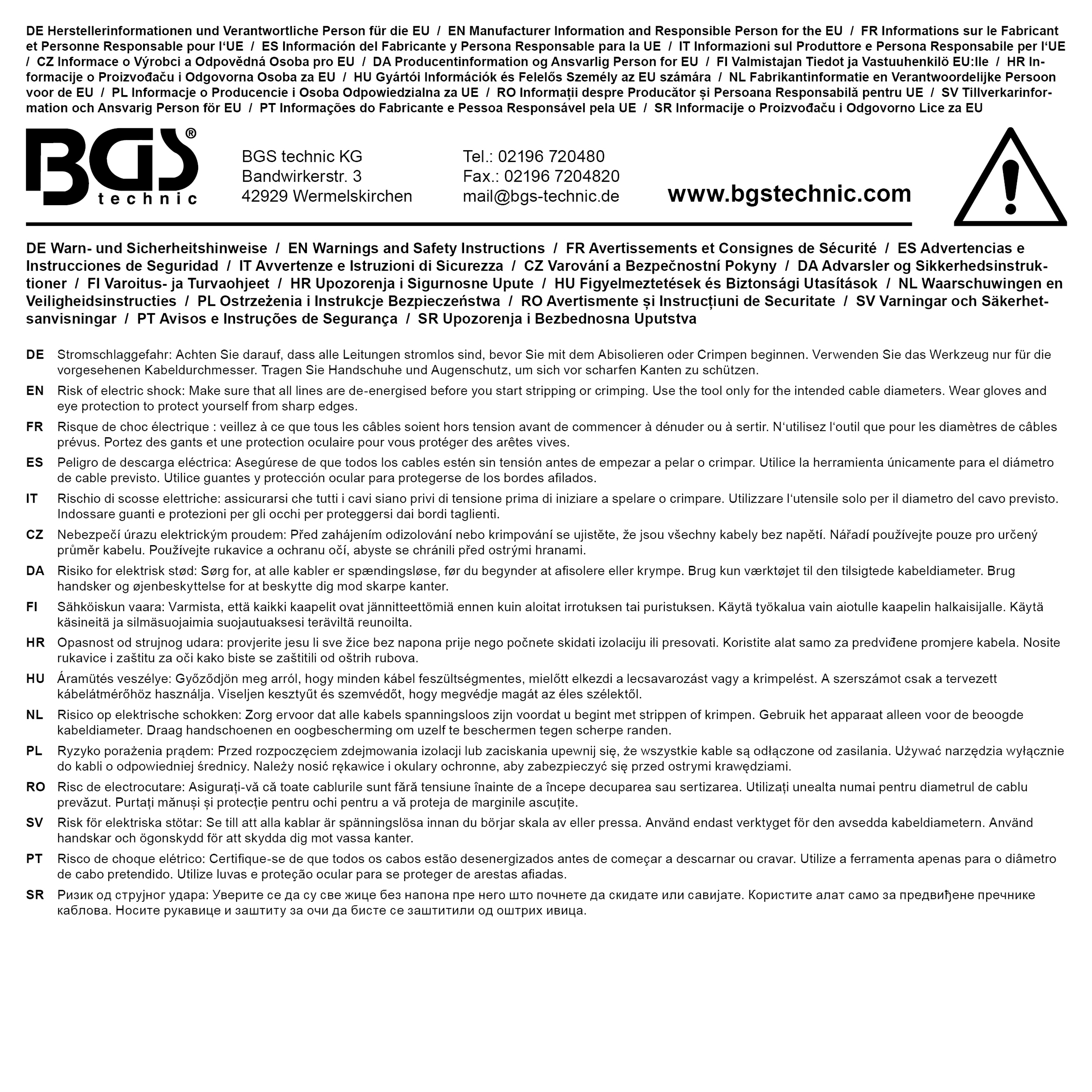 BGS Crimpzange | für Kabelschuhe | 6 - 50 mm²