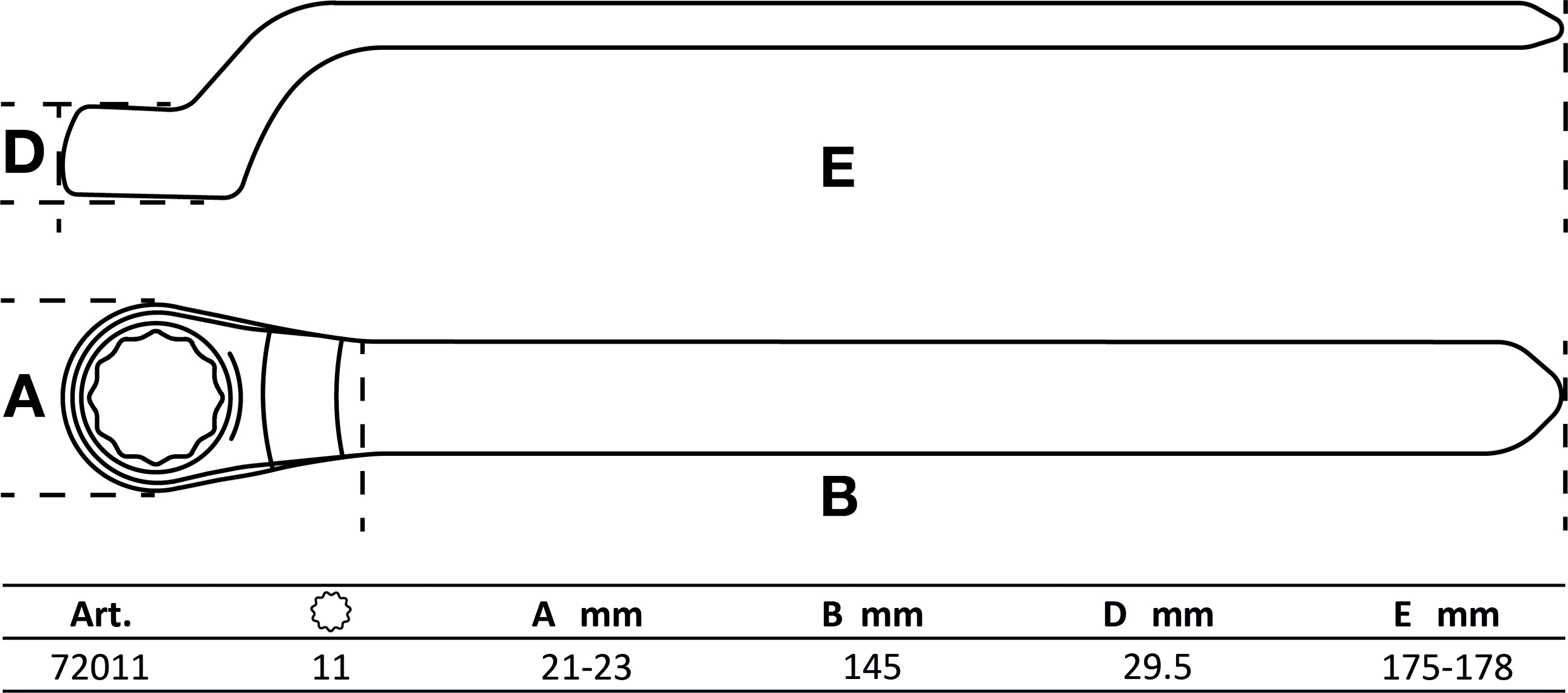 BGS VDE-Einringschlüssel | tief gekröpft | SW 11 mm BGS VDE-Einringschlüssel | tief gekröpft | SW 11 mm