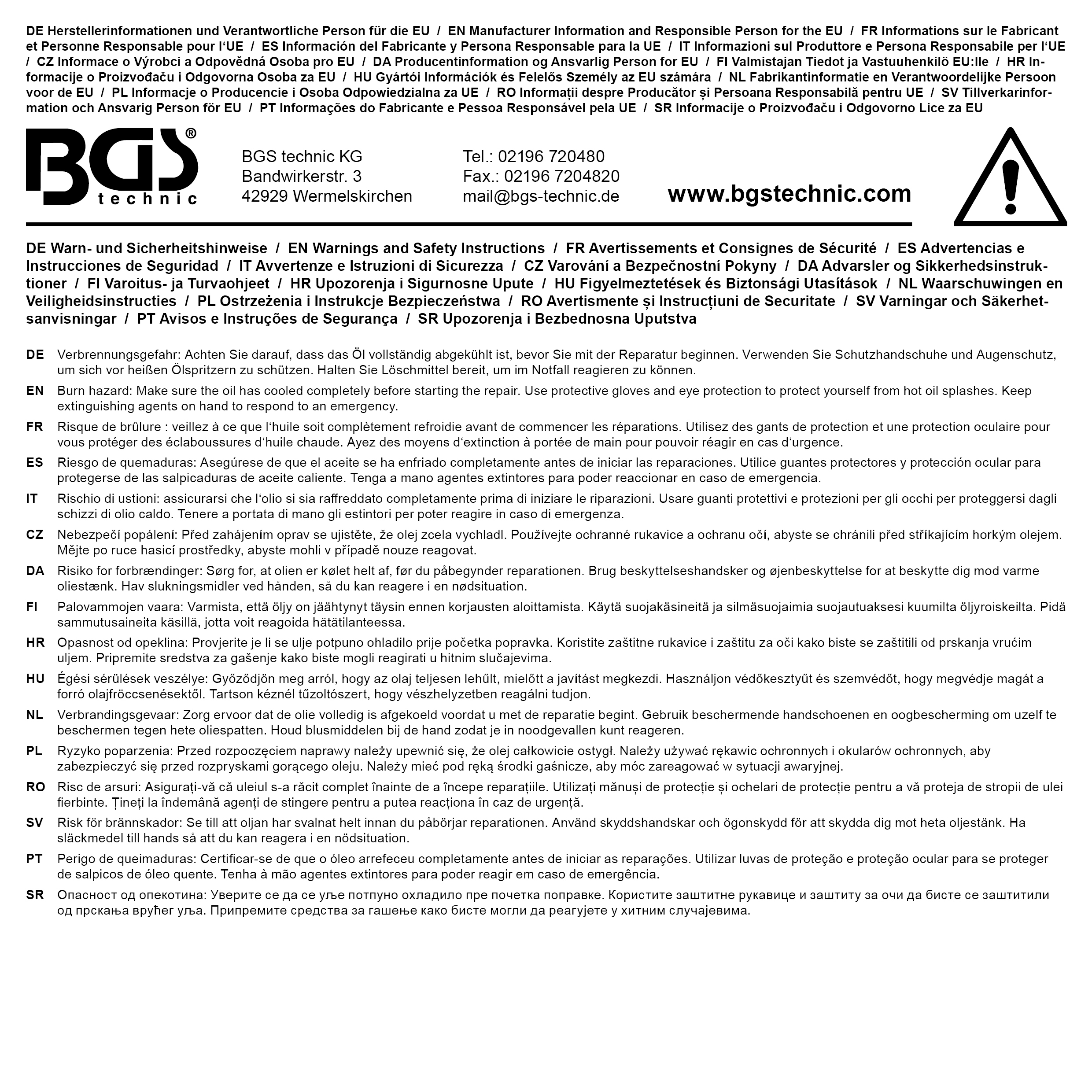 BGS Reparatursatz für Öl-Ablass-Gewinde | M14 x 1,25 mm