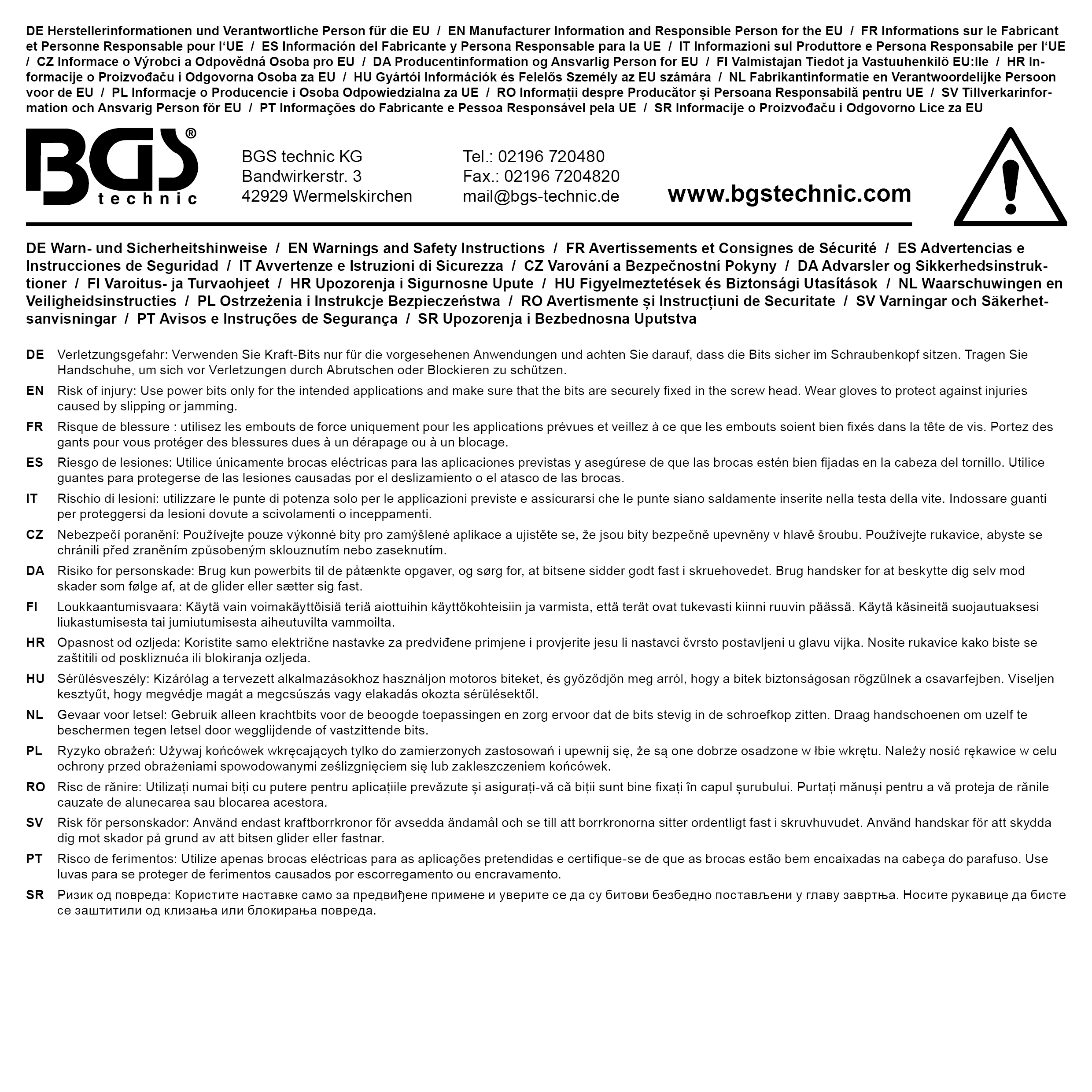 BGS Kraft-Bit-Einsatz | Länge 150 mm | Antrieb Innenvierkant 12,5 mm (1/2") | Innensechskant 8 mm