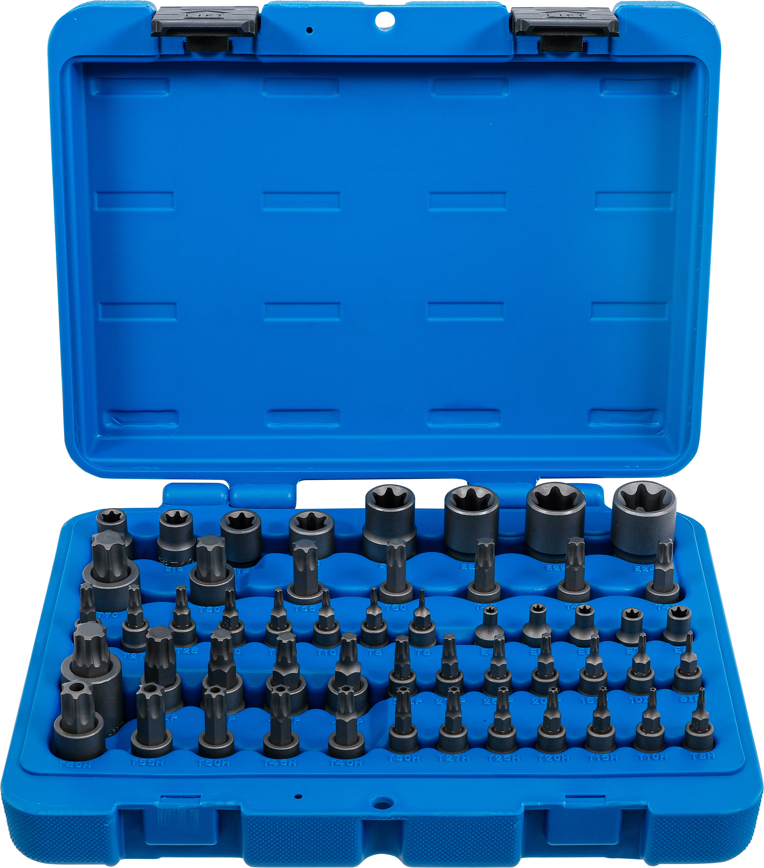 BGS Bit-Einsatz- und Steckschlüssel-Einsatz-Satz | E-Profil / T-Profil (für Torx) / T-Profil (für Torx) mit Bohrung / TP-Profil (für Torx Plus) | 52-tlg.