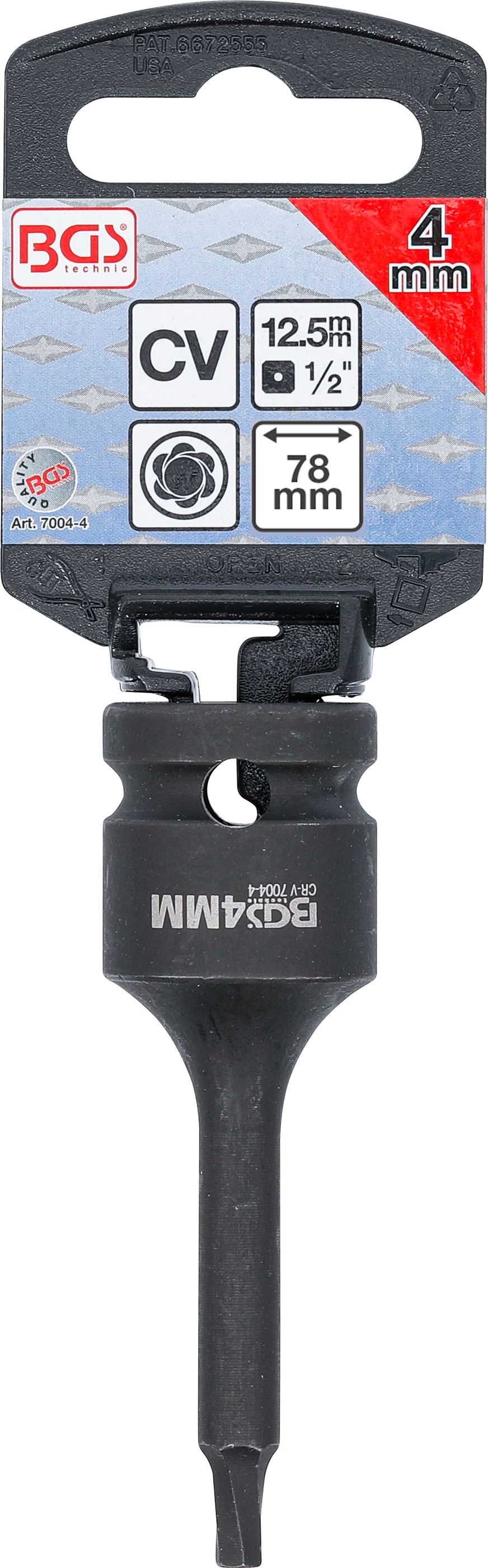 BGS Schraubenausdreher | Antrieb Innenvierkant 12,5 mm (1/2") | für defekten Innensechskant 4 mm