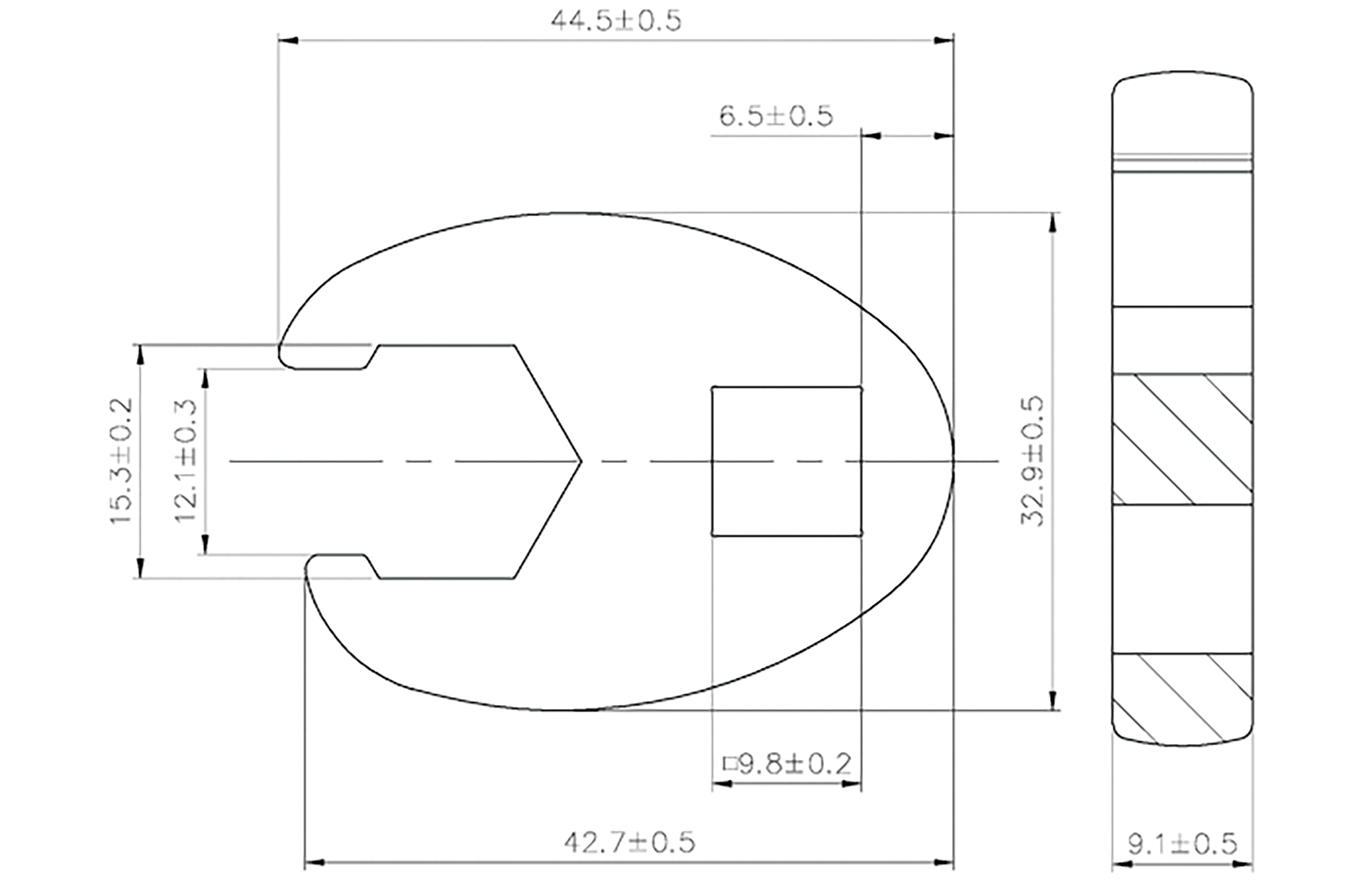 BGS Hahnenfußschlüssel | Antrieb Innenvierkant 10 mm (3/8") | SW 15 mm