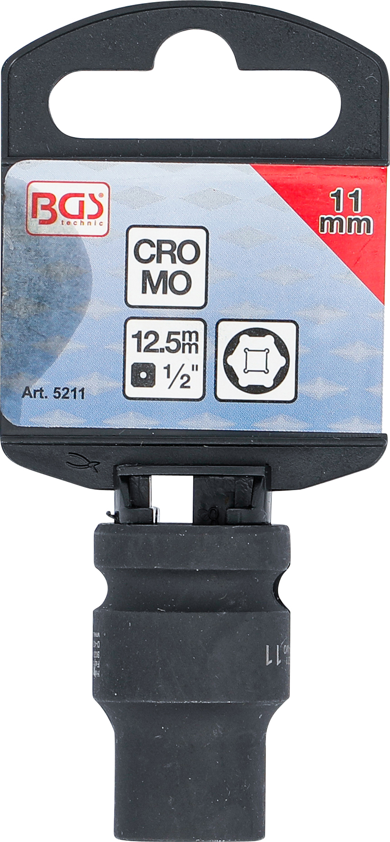 BGS Kraft-Steckschlüssel-Einsatz Sechskant | Antrieb Innenvierkant 12,5 mm (1/2") | SW 11 mm