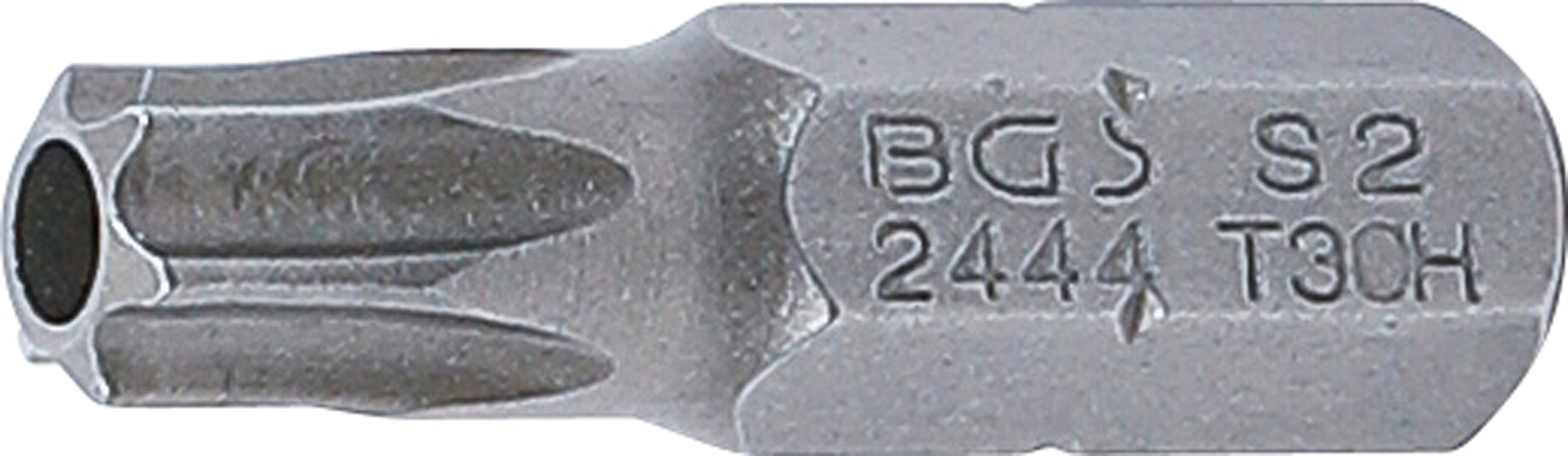 BGS Bit | Länge 25 mm | Antrieb Außensechskant 6,3 mm (1/4") | T-Profil (für Torx) mit Bohrung T30