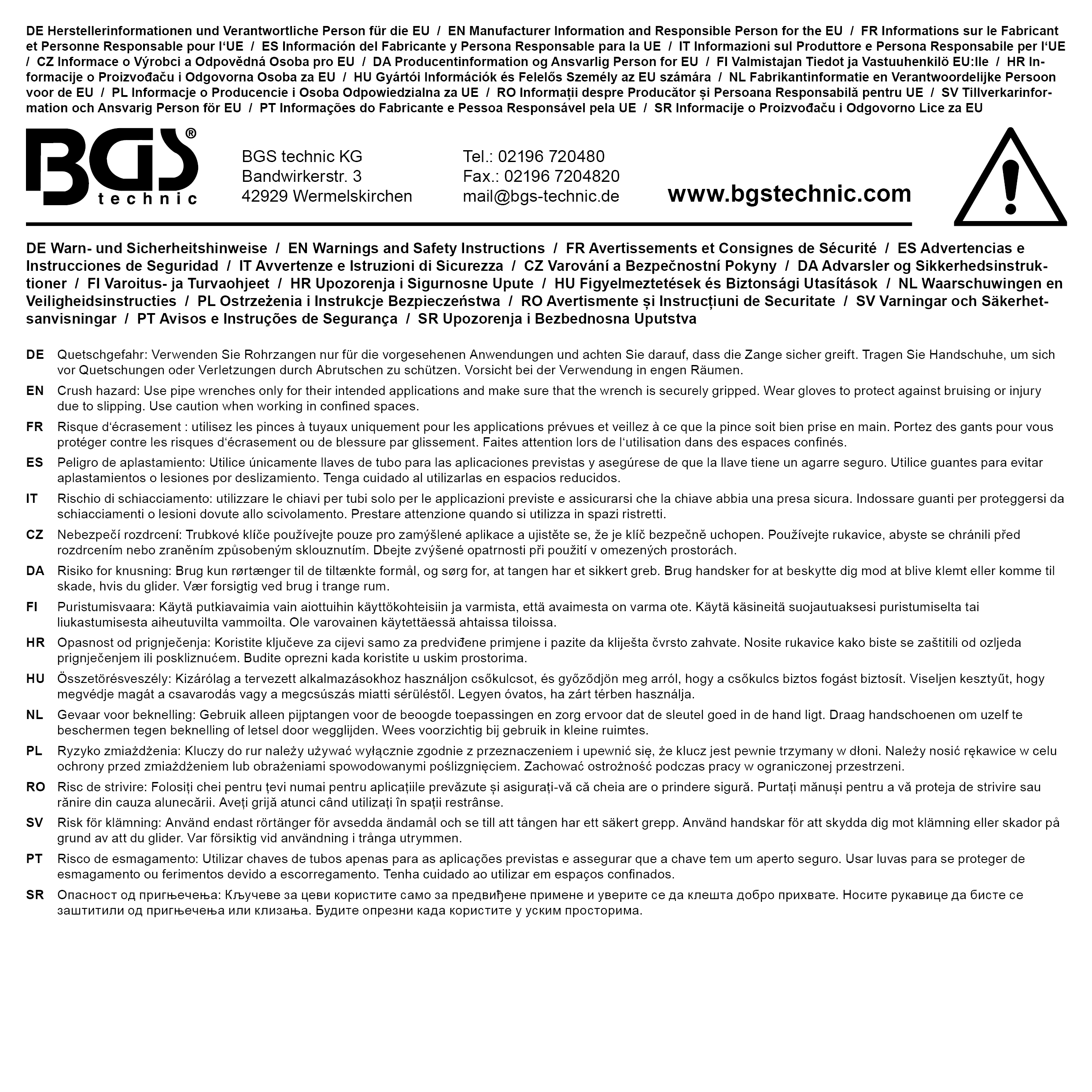 BGS Eckrohrzange | 50 mm - 2" | schwedische Form