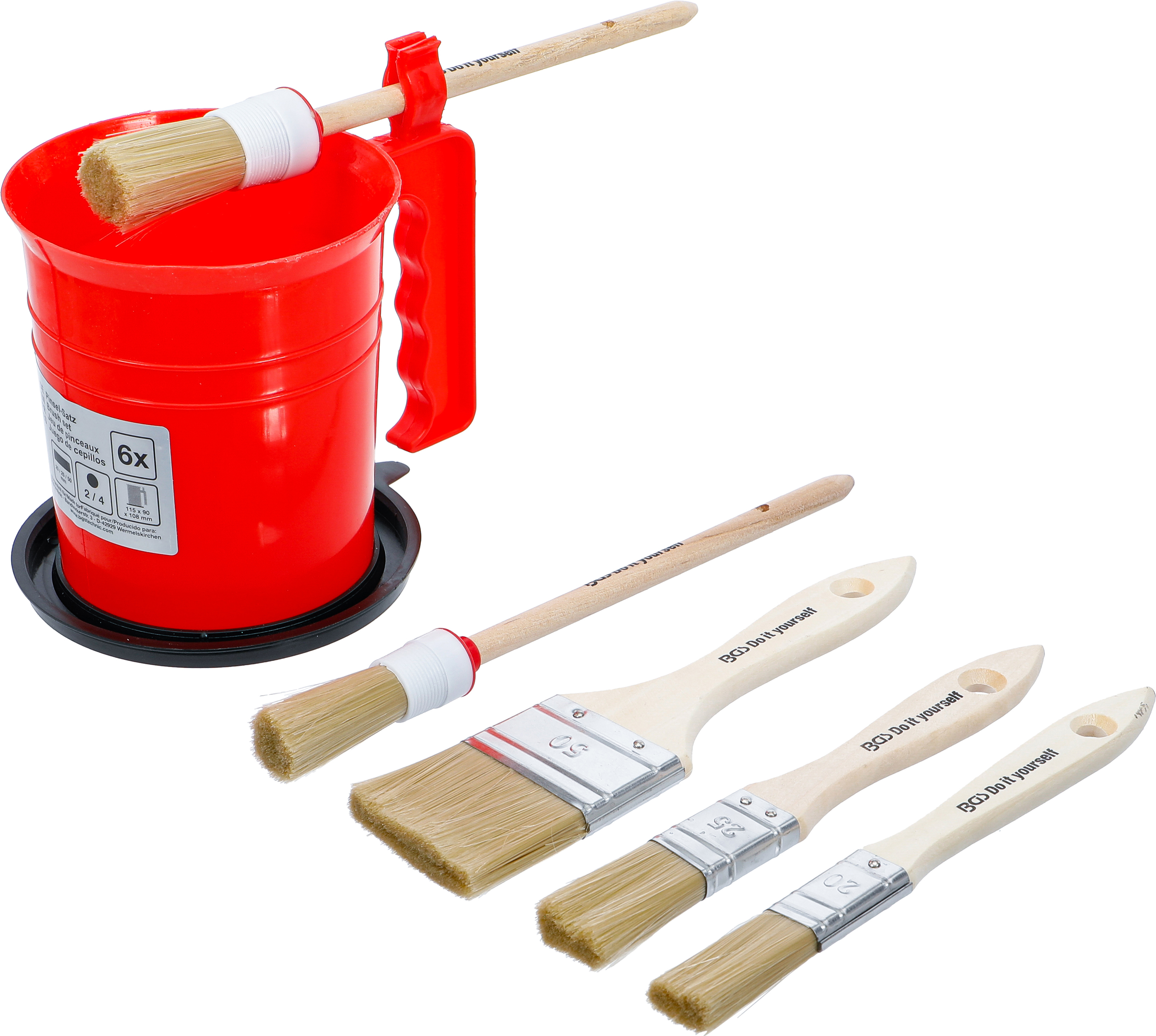 BGS Flach- / Ring-Pinsel-Satz | mit Farbbecher | 6-tlg.