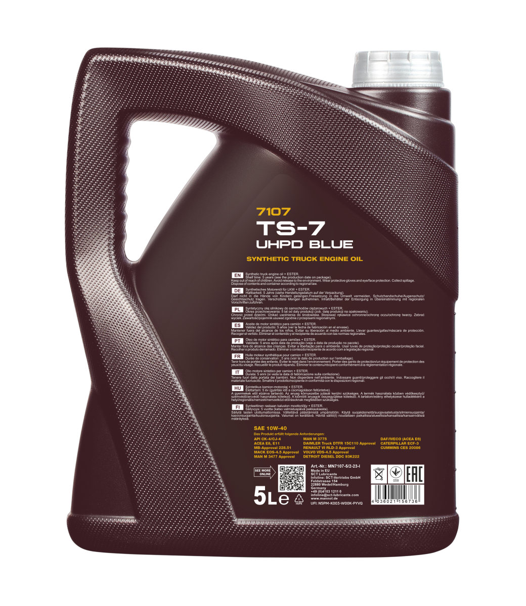 10W-40 Mannol 7107 TS-7 UHPD Blue LKW Motoröl 5 Liter