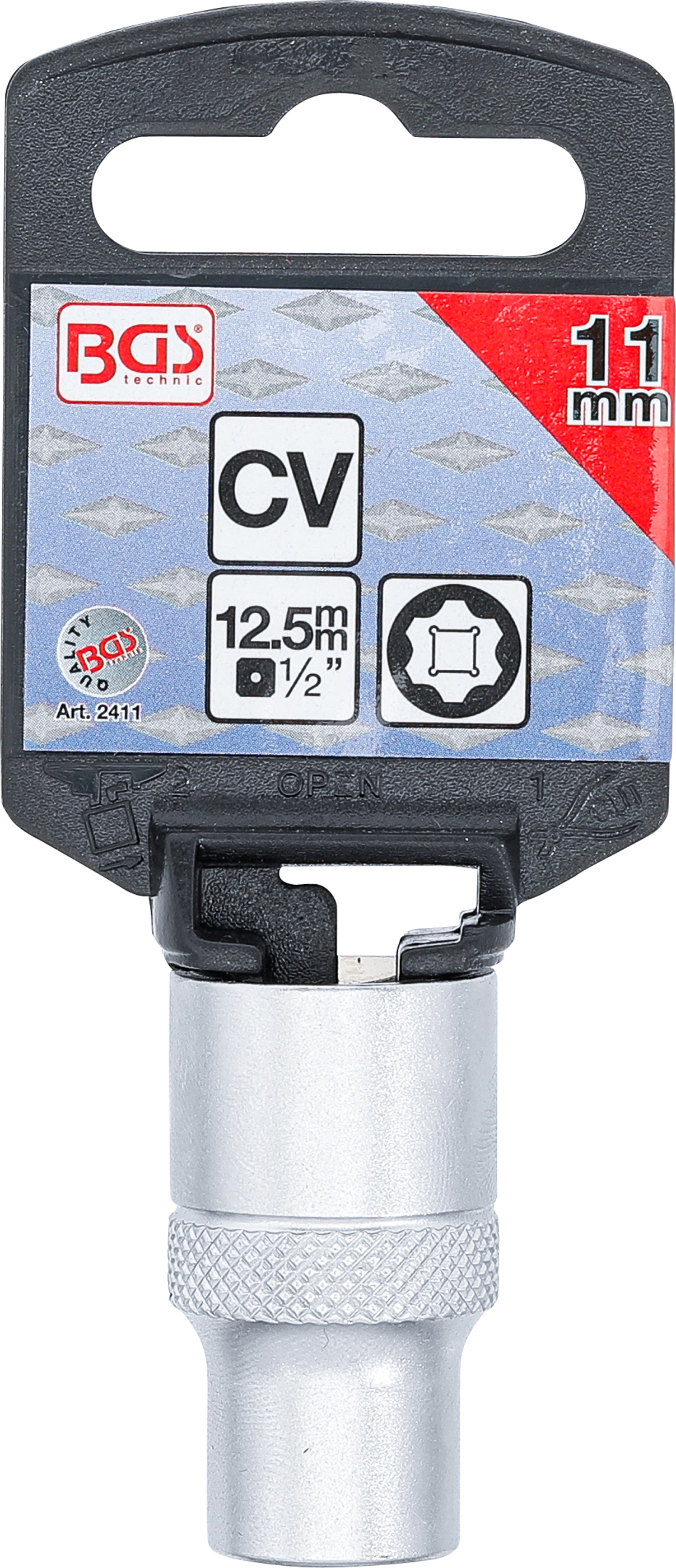 BGS Steckschlüssel-Einsatz Super Lock | Antrieb Innenvierkant 12,5 mm (1/2") | SW 11 mm