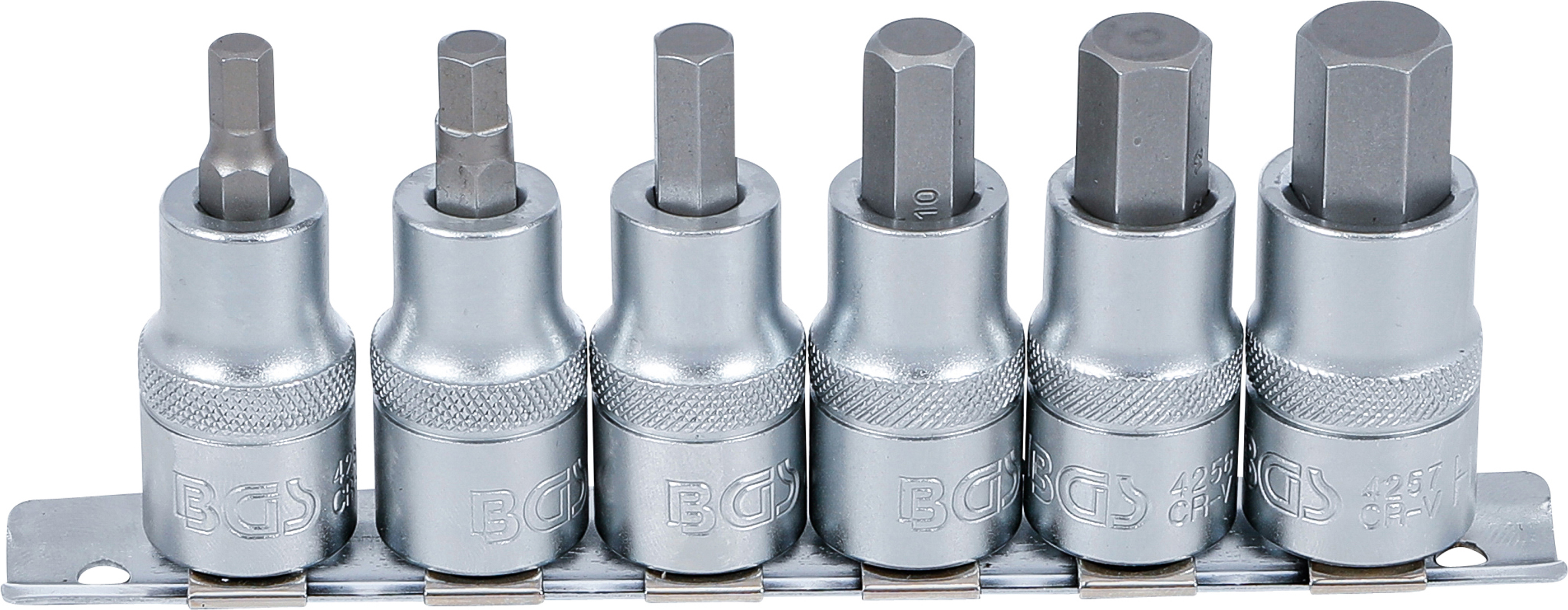 BGS Bit-Einsatz-Satz | Antrieb Innenvierkant 12,5 mm (1/2") | Innensechskant 6 - 14 mm | 6-tlg.