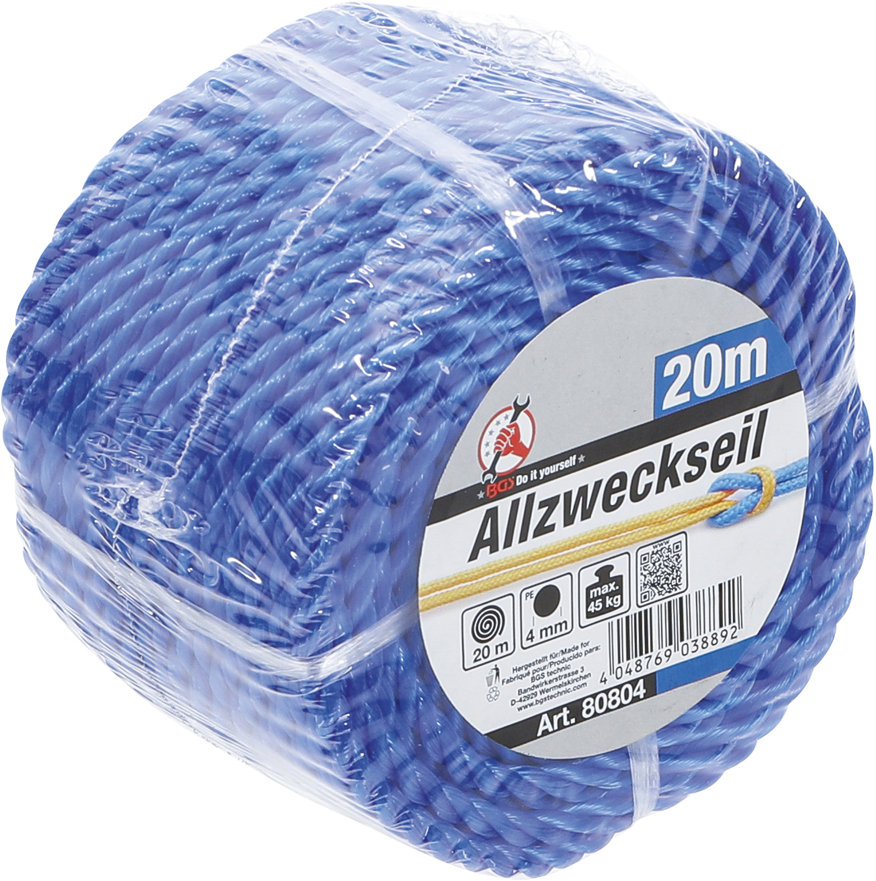 BGS Kunststoff-Seil / Allzweckseil | 4 mm x 20 m | blau