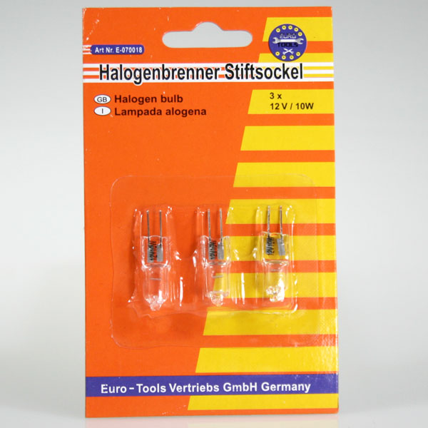 Euro-Tools Halogenlampe mit Stiftsockel G4 12V/10W 3er Pack