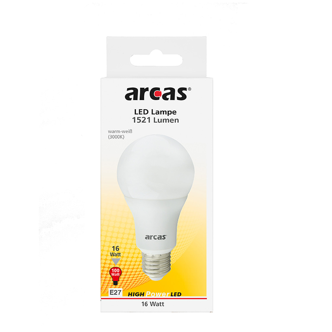 Arcas E27 LED Lampe Birne 16W 3000K 1521 Lumen Warmweiss