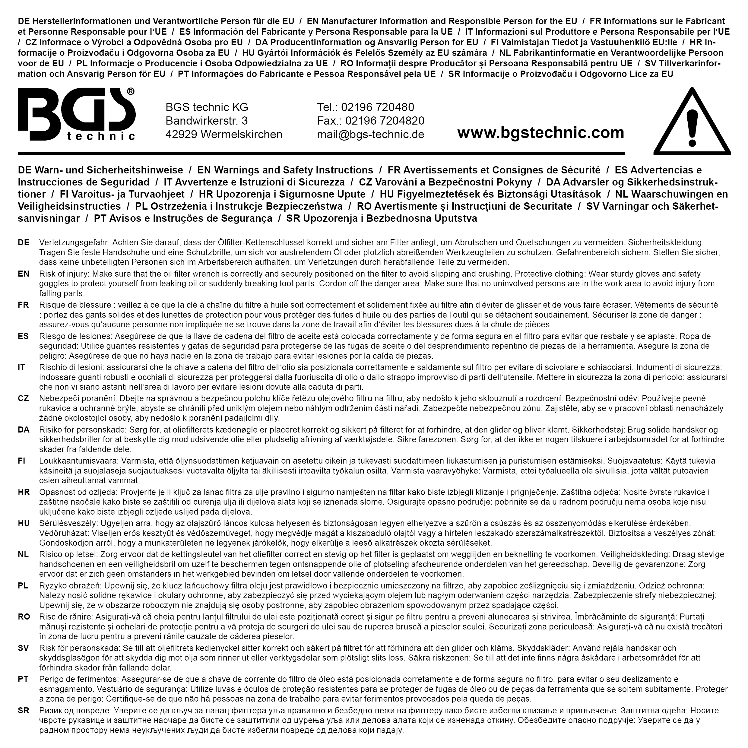 BGS Universal-Ölfilter-Kettenschlüssel | Antrieb Innenvierkant 12,5 mm (1/2") | Ø 100 mm