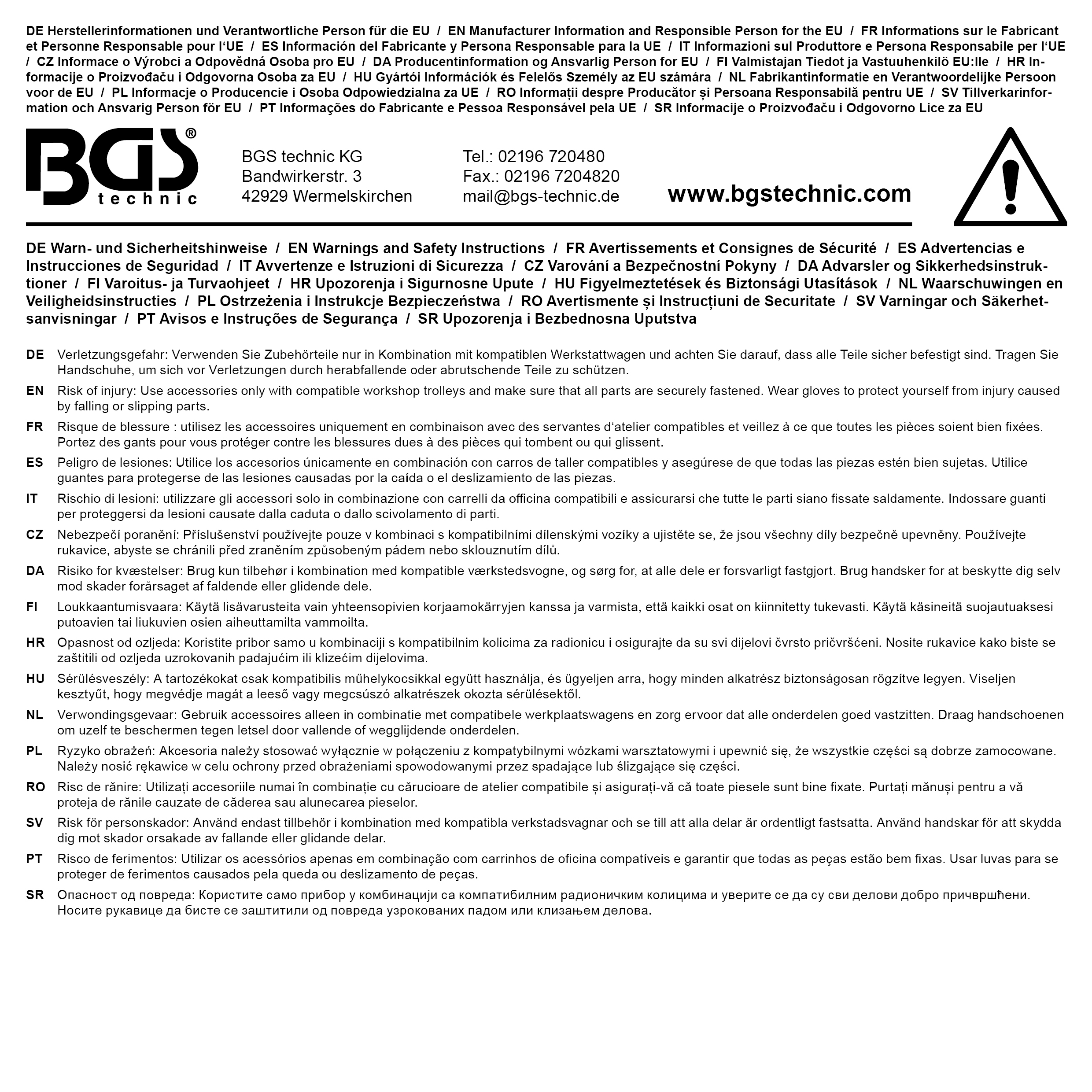 BGS Fahrgriff für Werkstattwagen | für Art. 2001, 4204, 4205, 4206