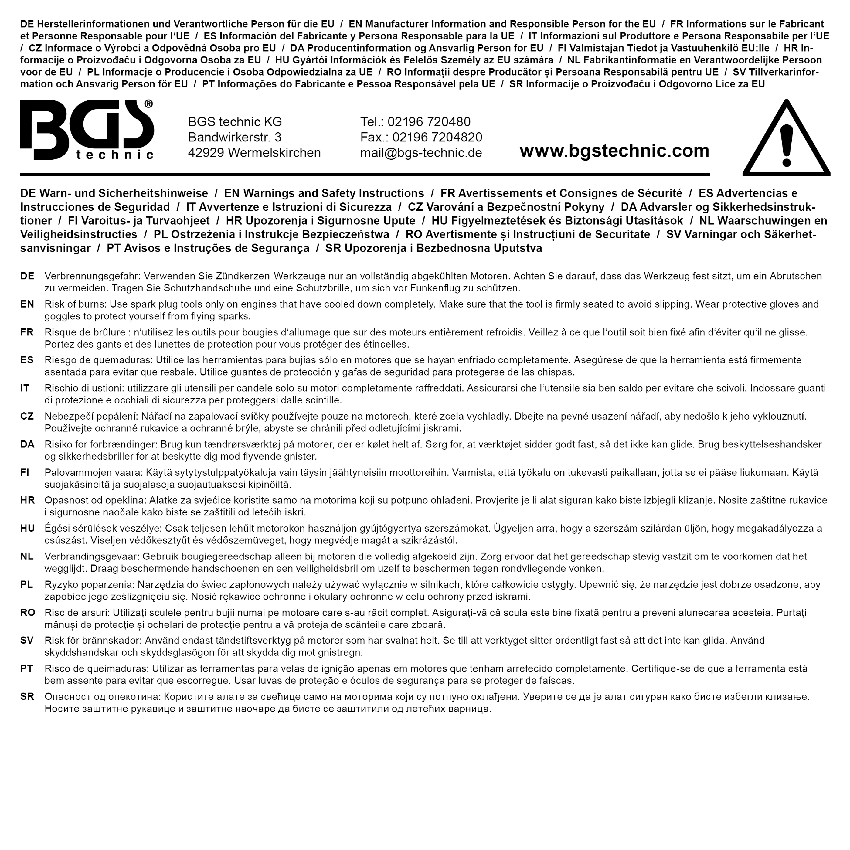 BGS Zündkerzen-Einsatz mit Magnet, Zwölfkant, lang | Antrieb Innenvierkant 10 mm (3/8") | SW 14 mm
