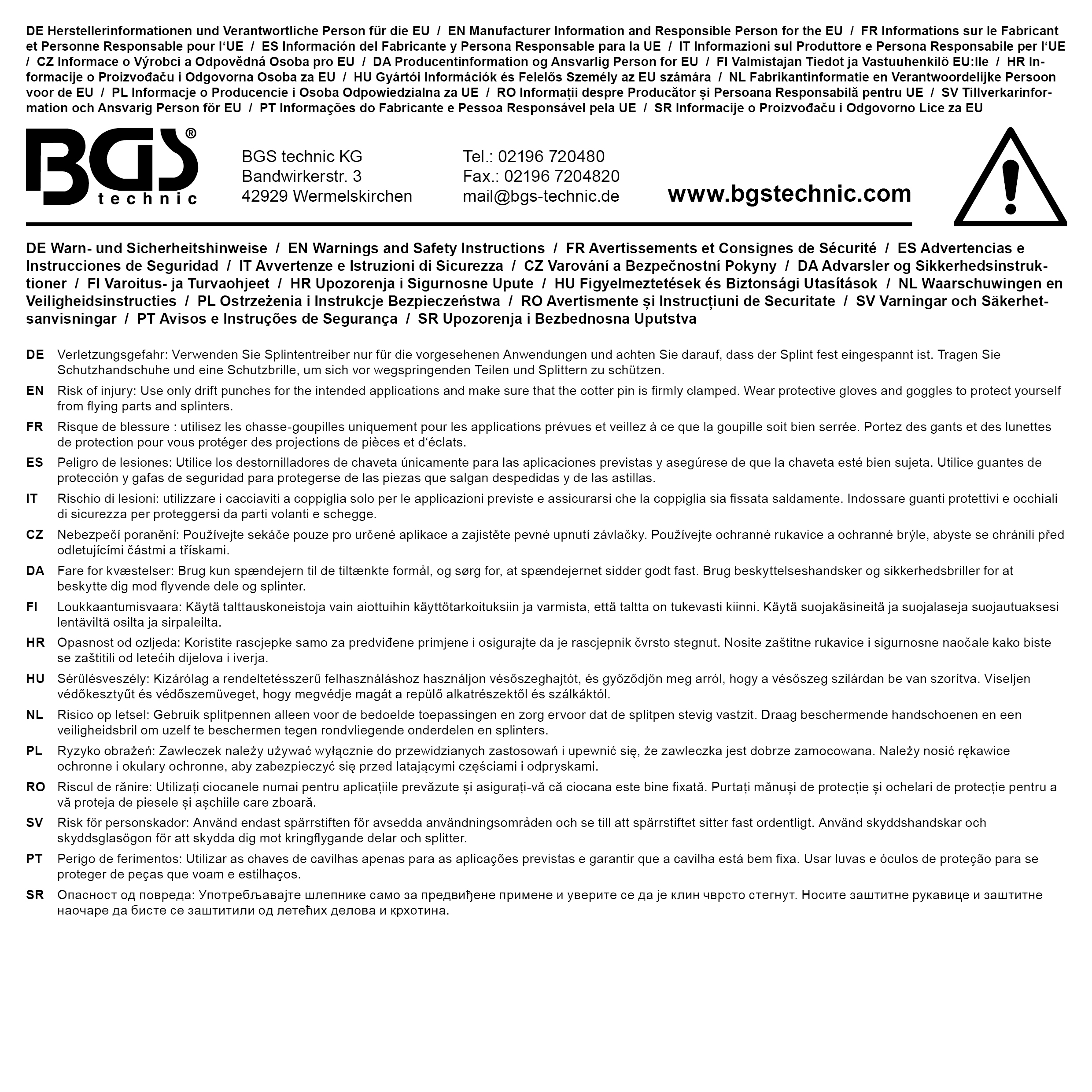 BGS Splintentreiber | mit Handschutz | 180 mm | 6 mm