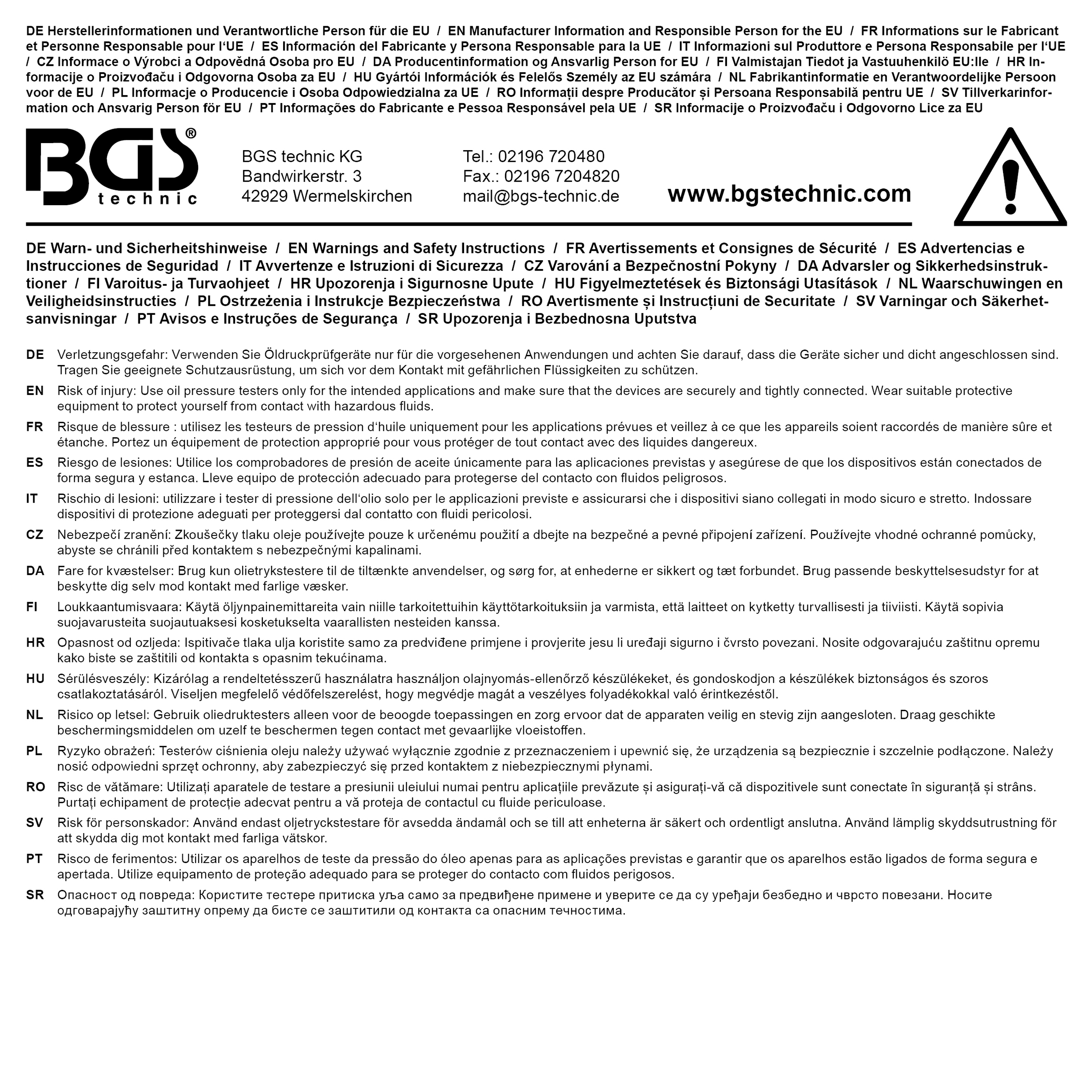 BGS Kompressions-/ Druckverlust-Adapter | für Citroen, Jaguar, Peugeot, Volvo