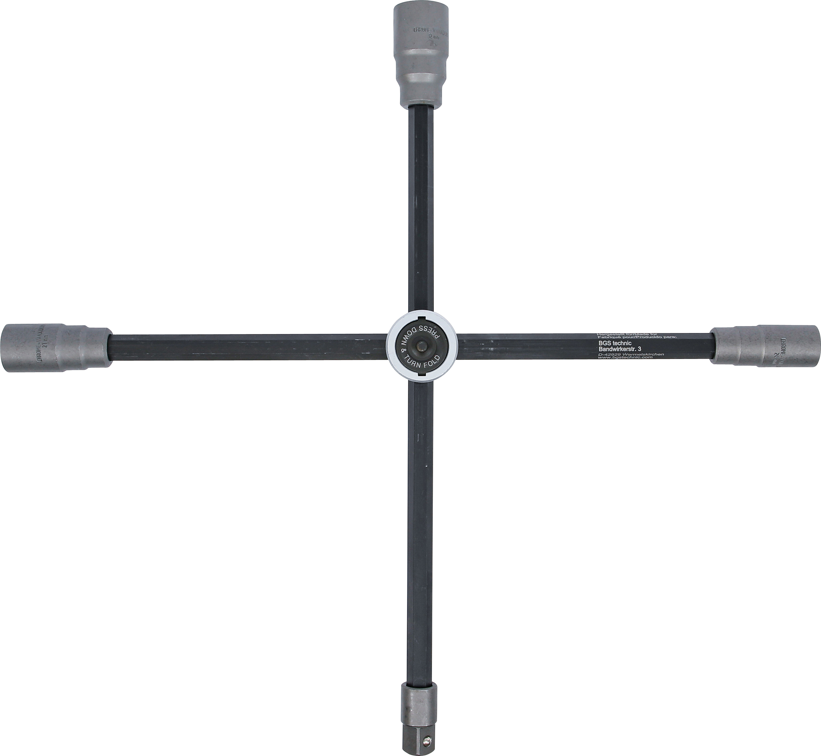 BGS Lkw-Radkreuz | faltbar | Vierkant | SW 24 x 27 x 32 x 20 mm (3/4")