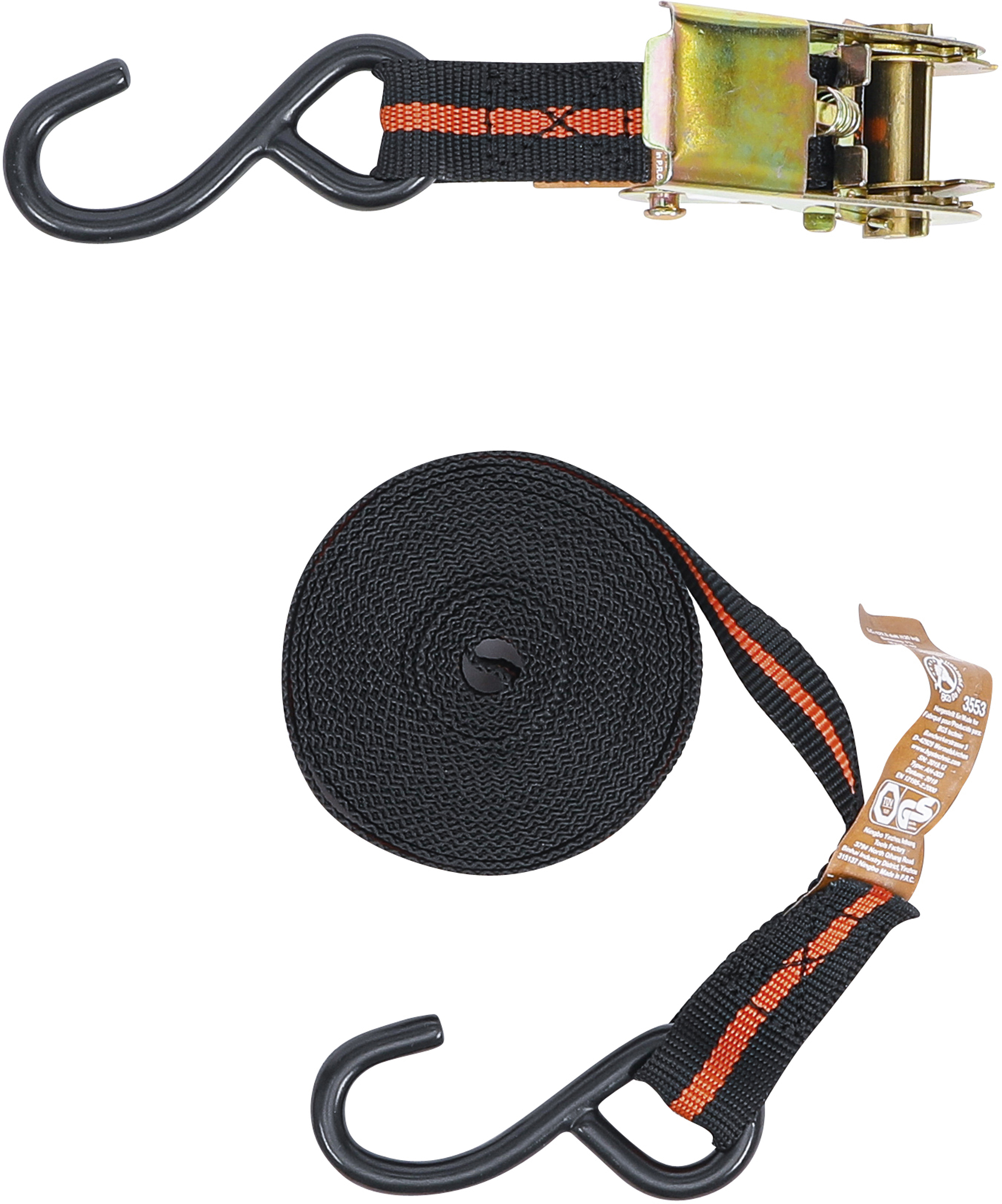 BGS Knarren-Spannband | mit 2 schweren Haken | 5 m x 24 mm