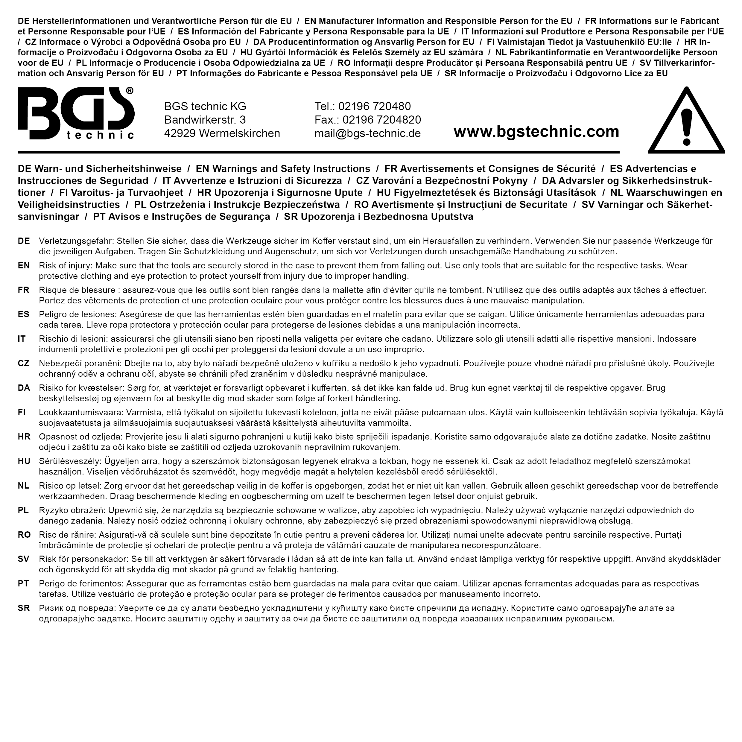 BGS Schaumeinlage für Art. BOXSYS1 & 2: VDE-Zangen-/ Schraubendreher-Satz | 13-tlg.