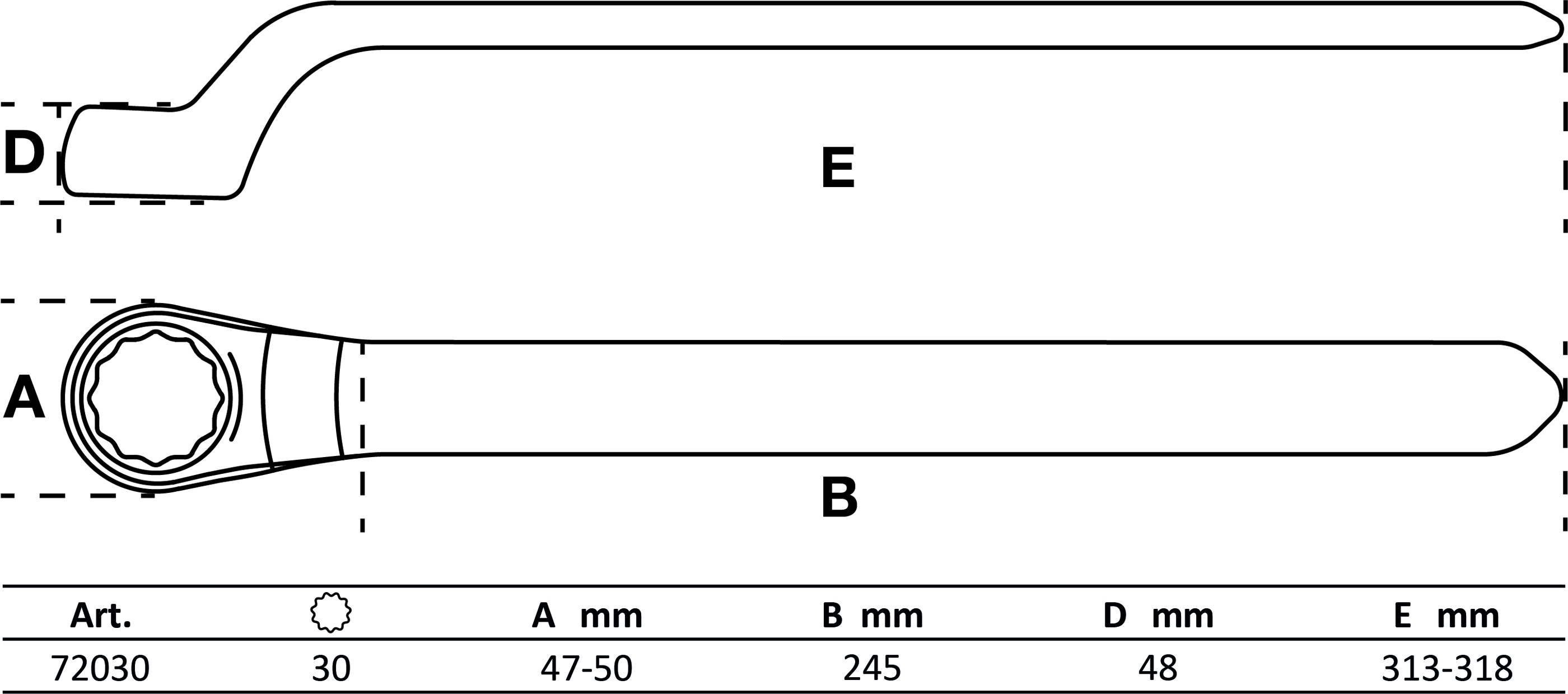 BGS VDE-Einringschlüssel | tief gekröpft | SW 30 mm