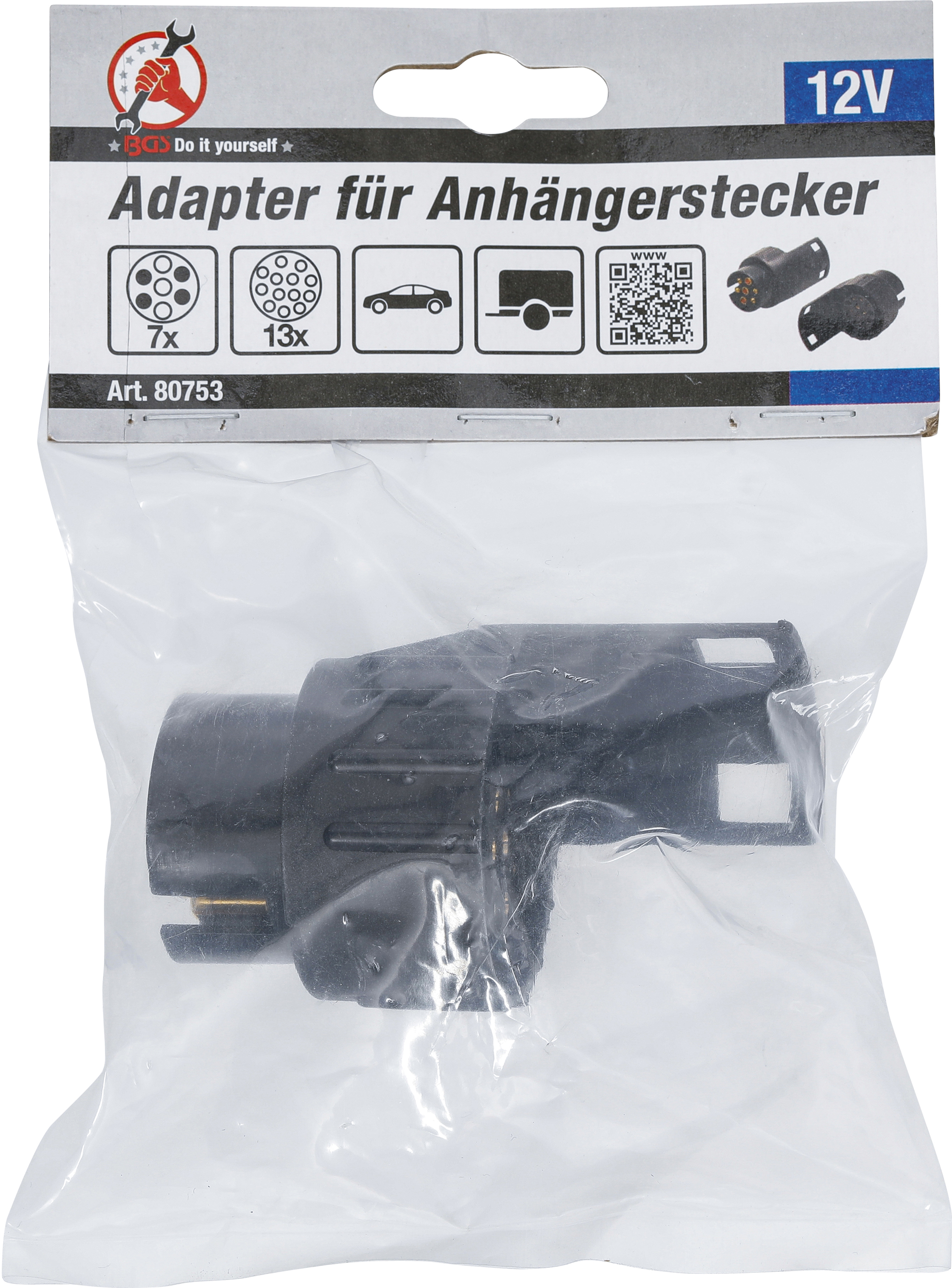 BGS Adapter für Anhängerstecker 12 V | 7-polig auf 13-polig