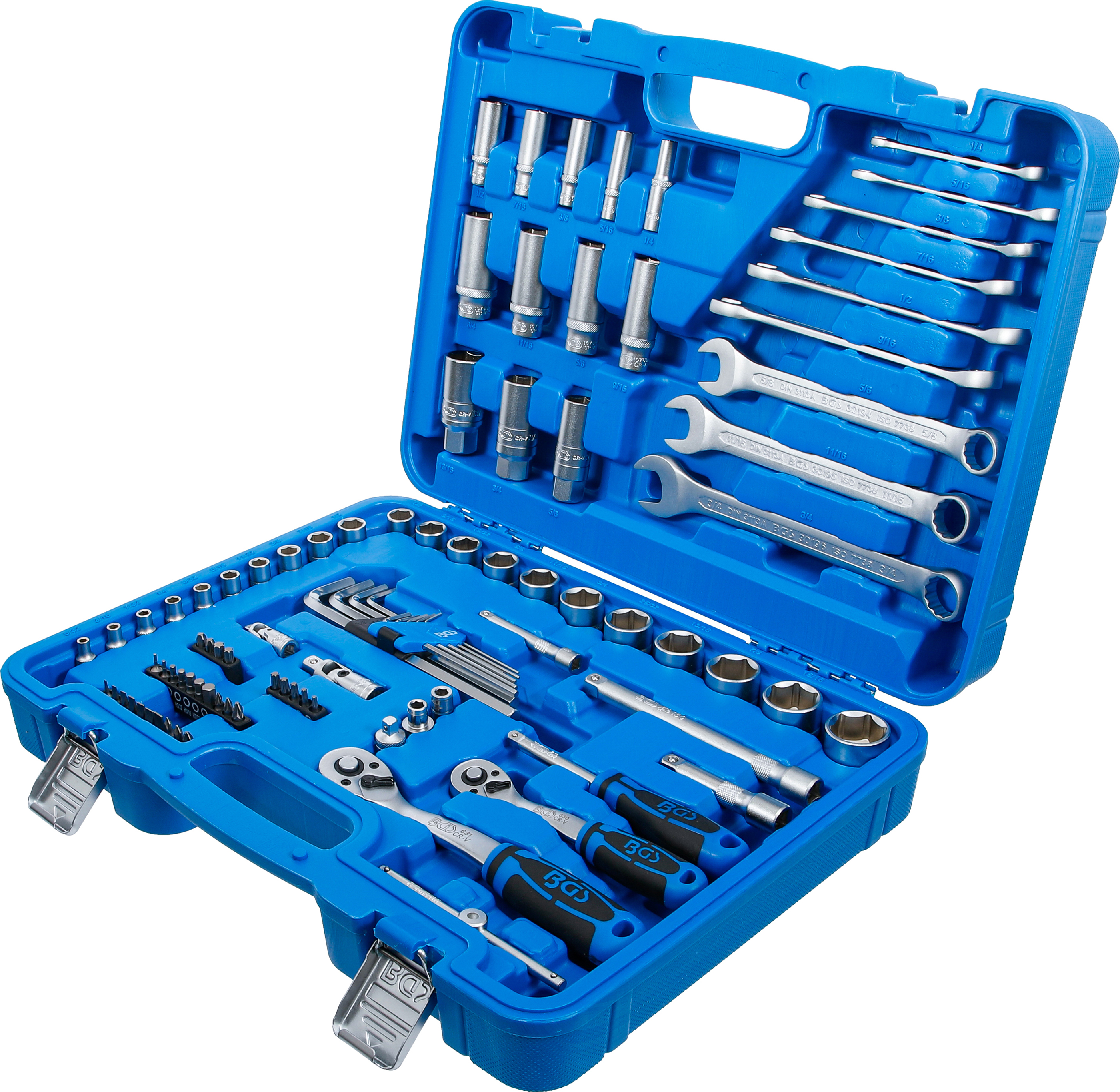 BGS Steckschlüssel-Satz Sechskant | Antrieb 6,3 mm (1/4") / 10 mm (3/8") | Zollgrößen | 92-tlg.