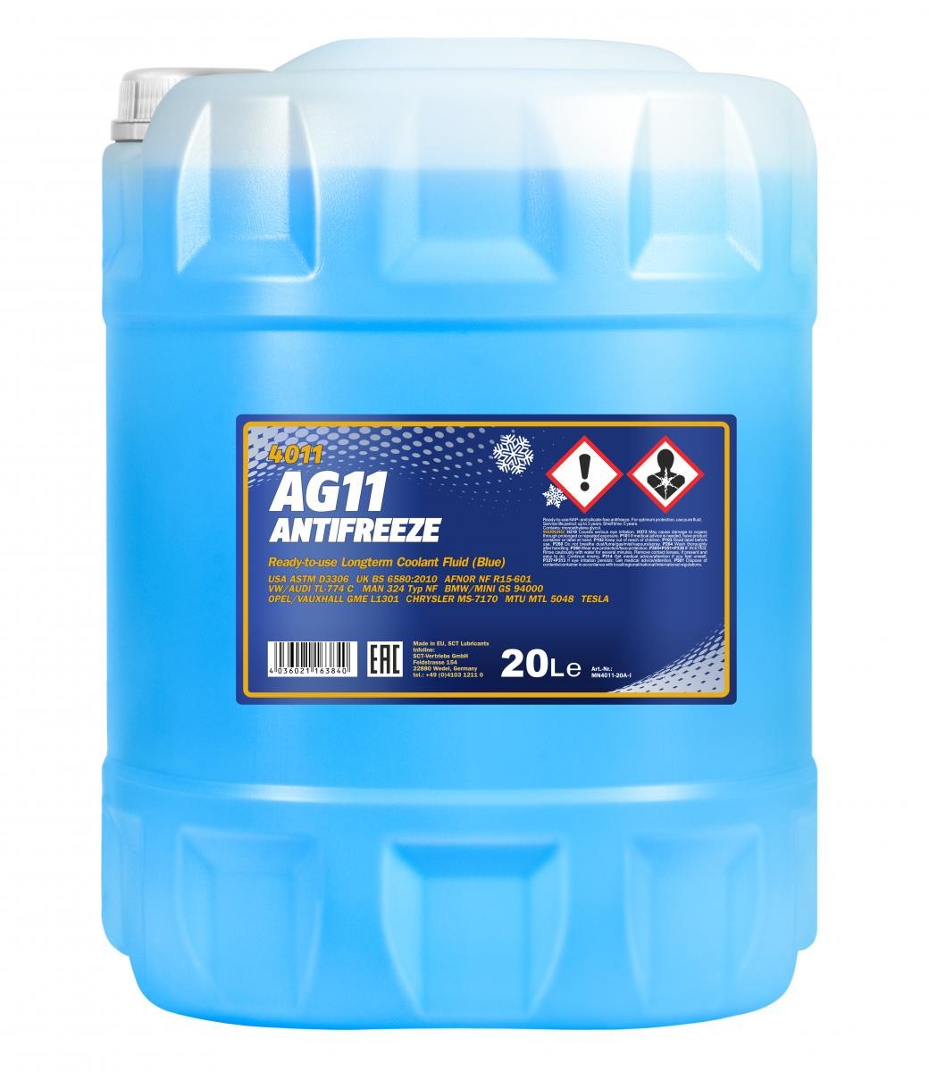 Mannol 4011 Kühlerfrostschutz Antifreeze AG11 Longterm -40 Fertigmischung 20 Liter