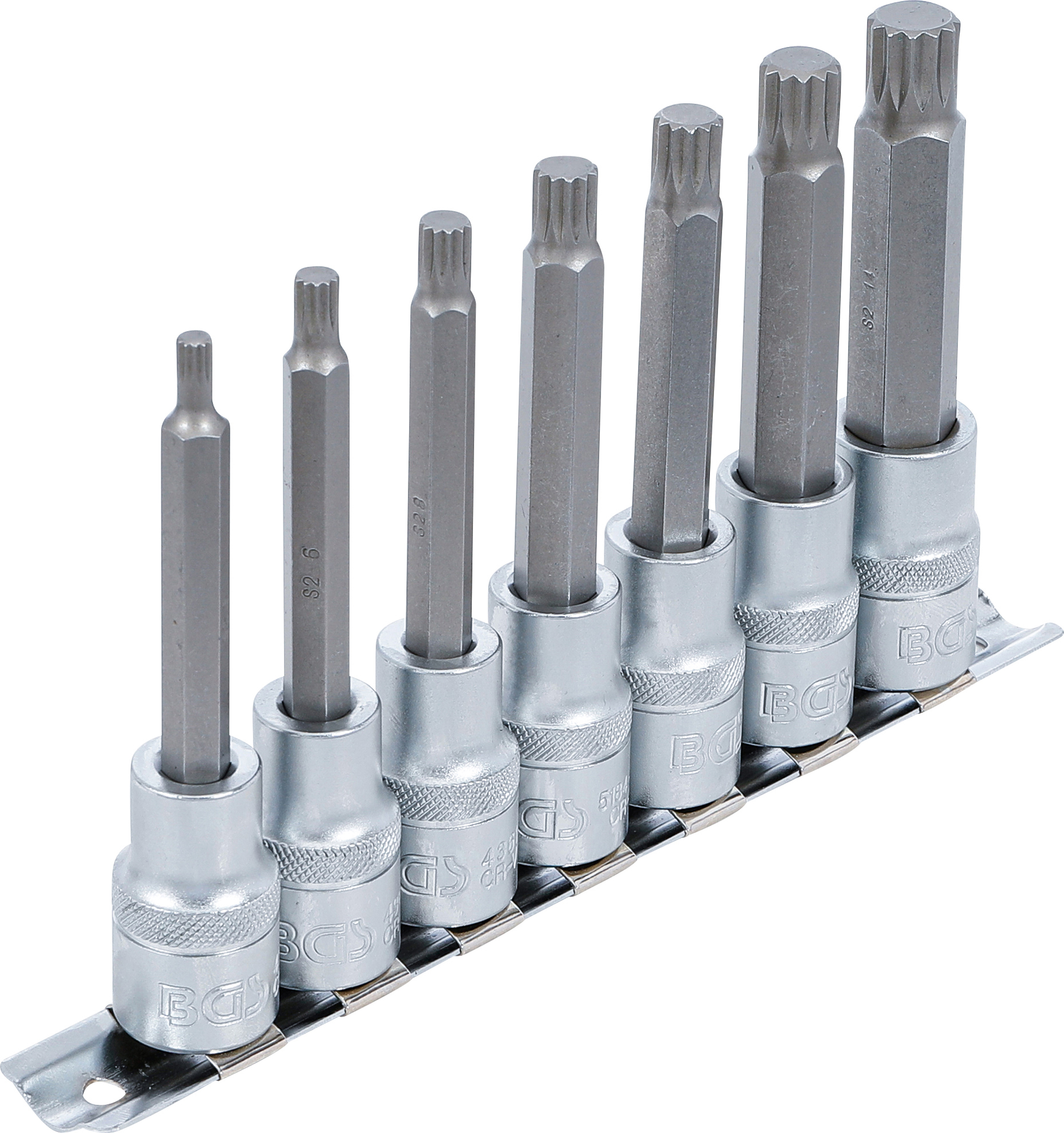 BGS Bit-Einsatz-Satz | Antrieb Innenvierkant 12,5 mm (1/2") | Innenvielzahn (für XZN) M5 - M14 | 7-tlg.