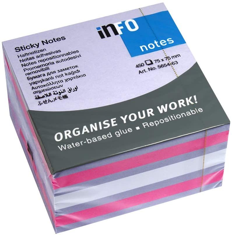 Info Notes Sticky Notes Haftnotizen Violettefarben Mix 75x75 mm 450 Blatt