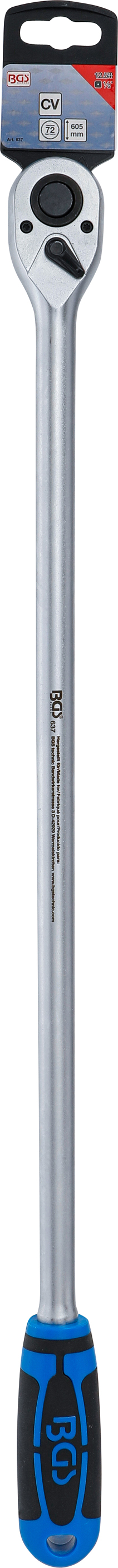 BGS Umschaltknarre | extra lang | Abtrieb Außenvierkant 12,5 mm (1/2") | 605 mm