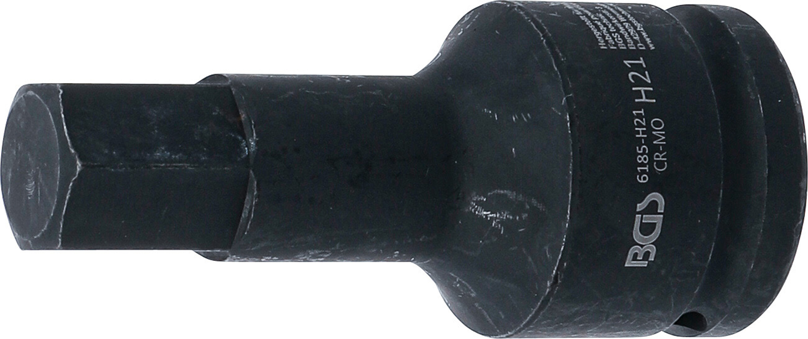 BGS Kraft-Bit-Einsatz | Länge 100 mm | Antrieb Innenvierkant 20 mm (3/4") | Innensechskant 21 mm